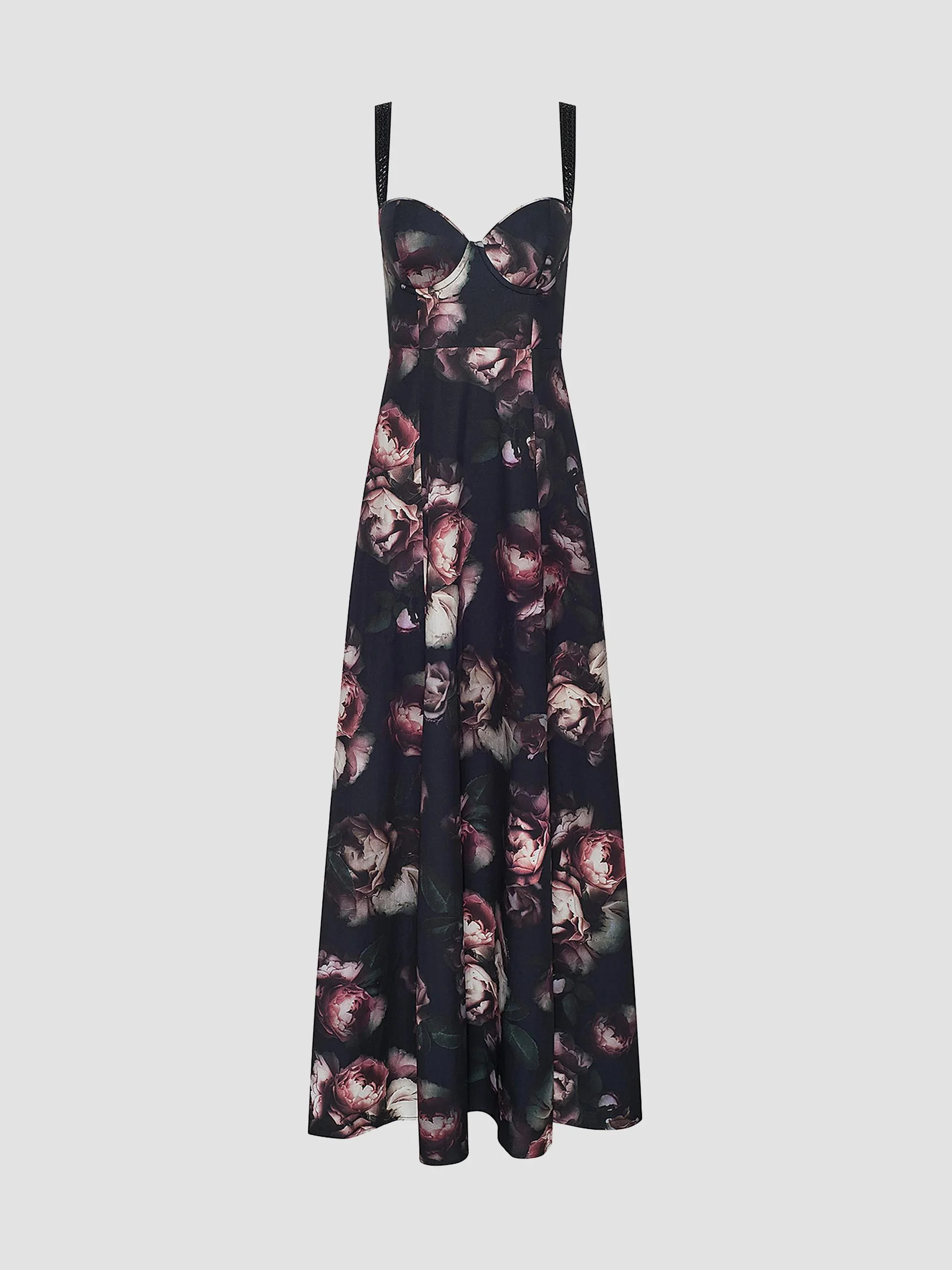 Women's Sutton Floral Print Maxi Dress - Black Mauve Rose - 1
