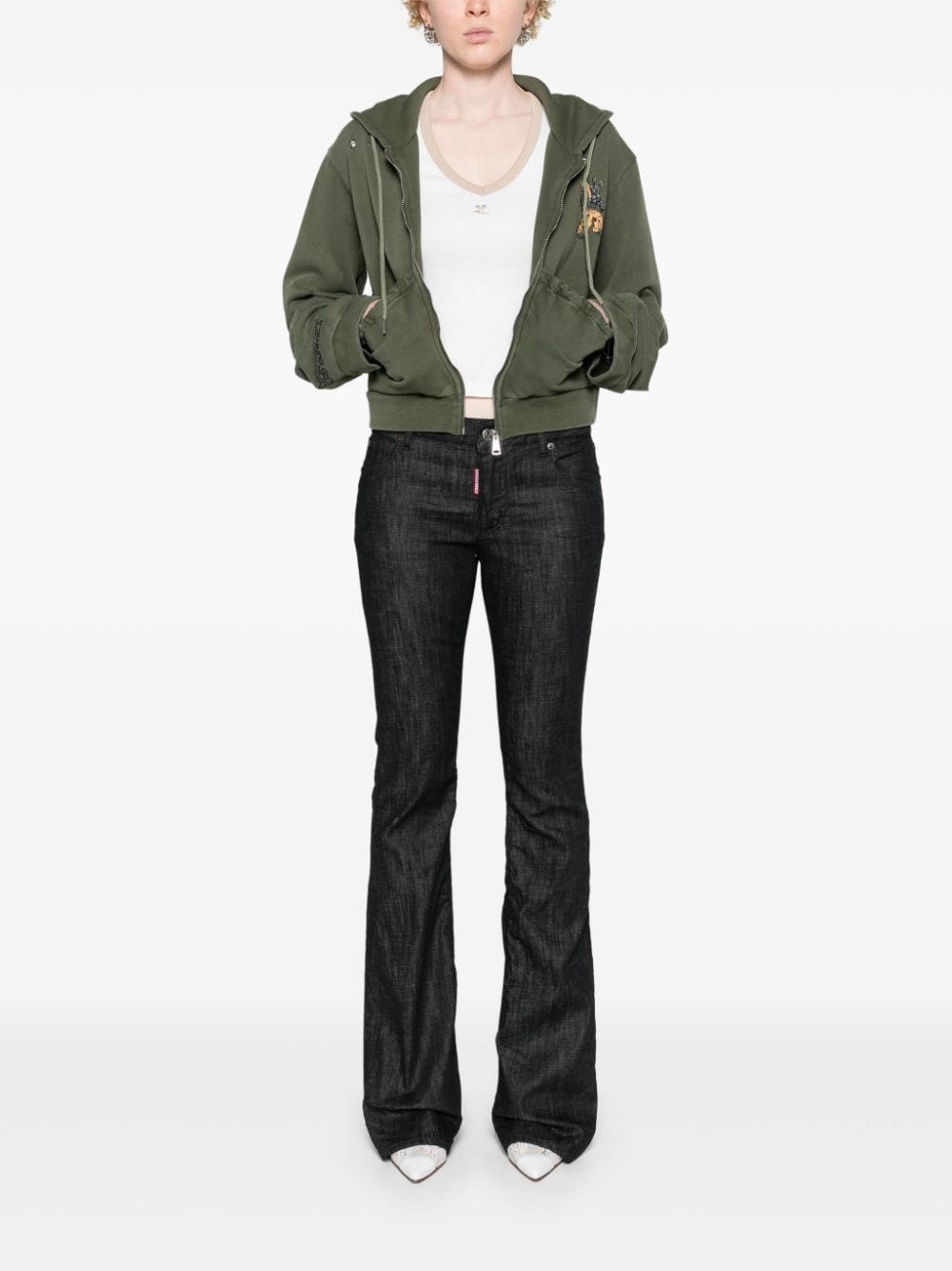 mid-rise flared jeans - 2