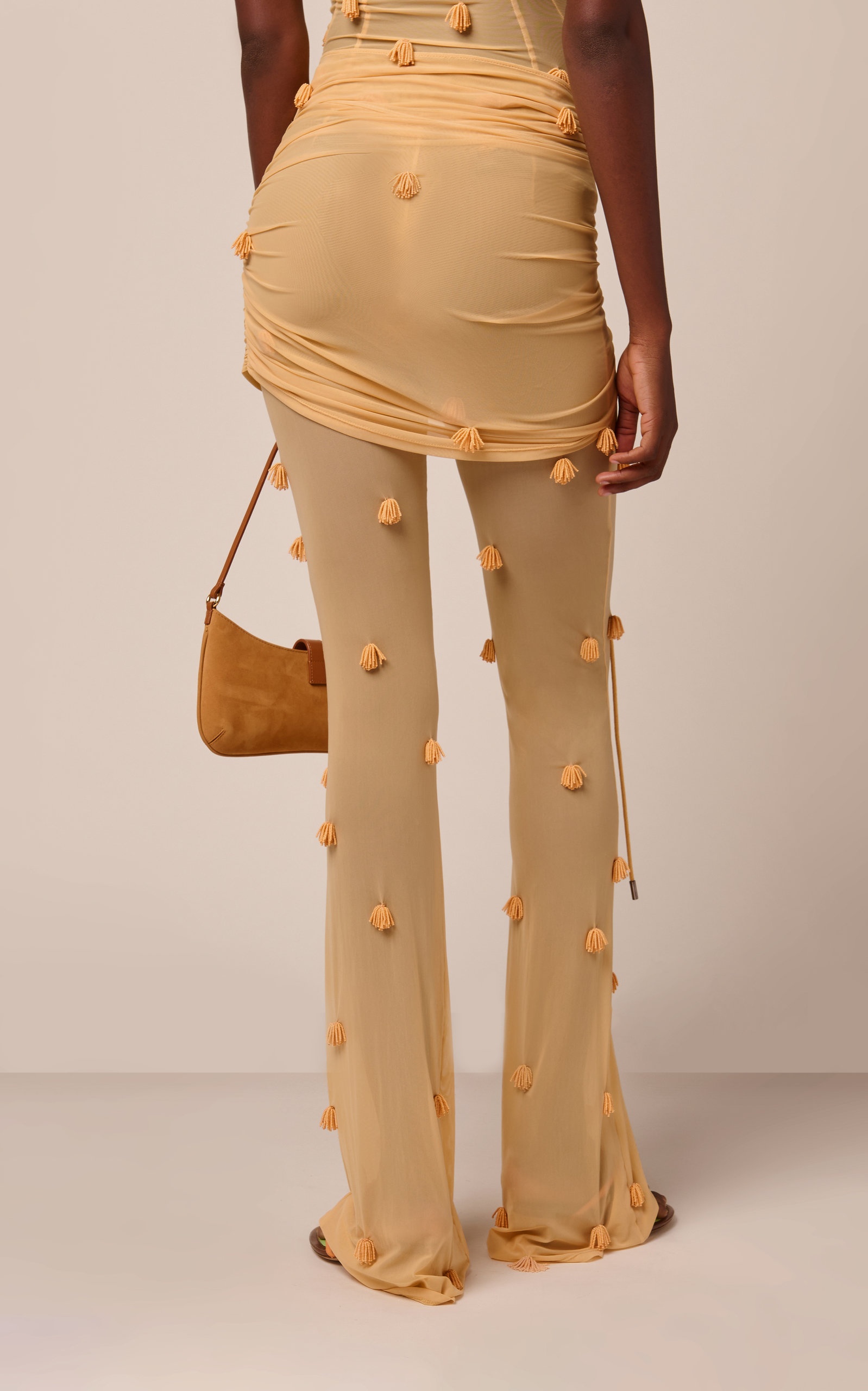 Espelho Beaded Mesh Flared Pants yellow - 4