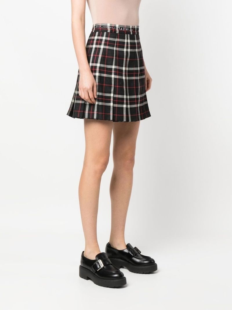 check-plaid pleated mini skirt - 3