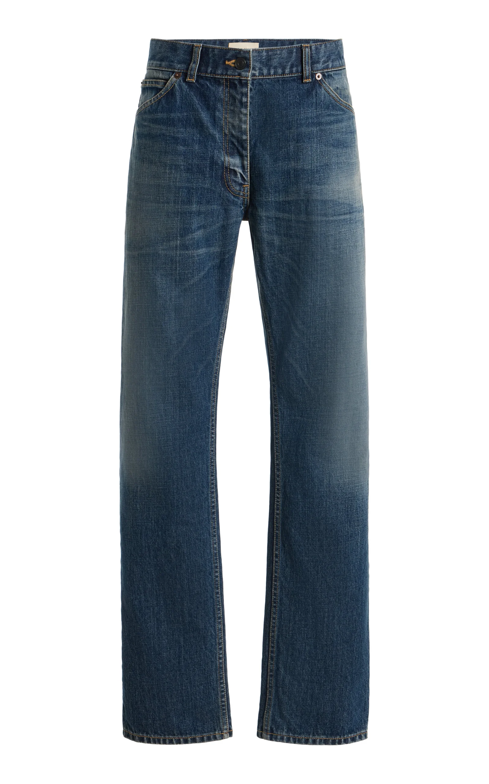 Dinni Rigid Mid-Rise Straight-Leg Jeans - 1