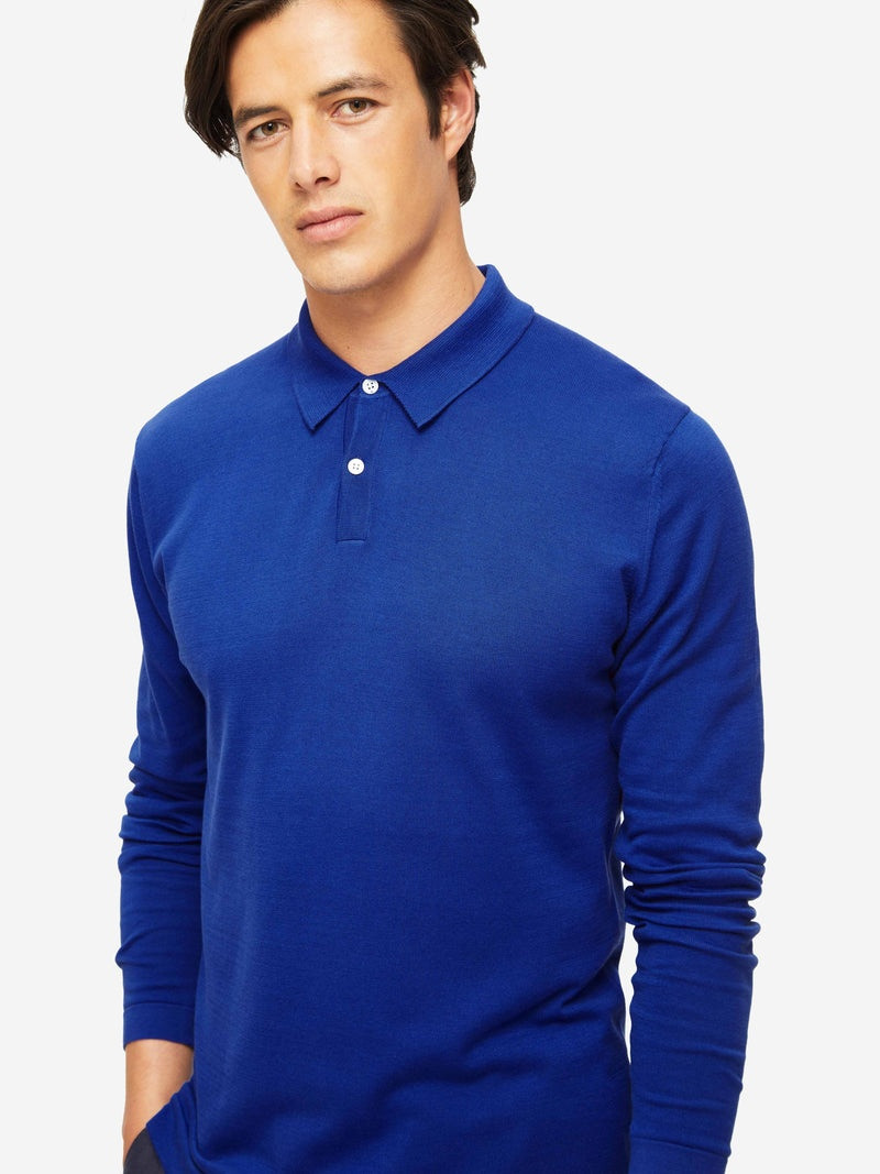 Men's Long Sleeve Polo Shirt Jacob Sea Island Cotton Blue 2