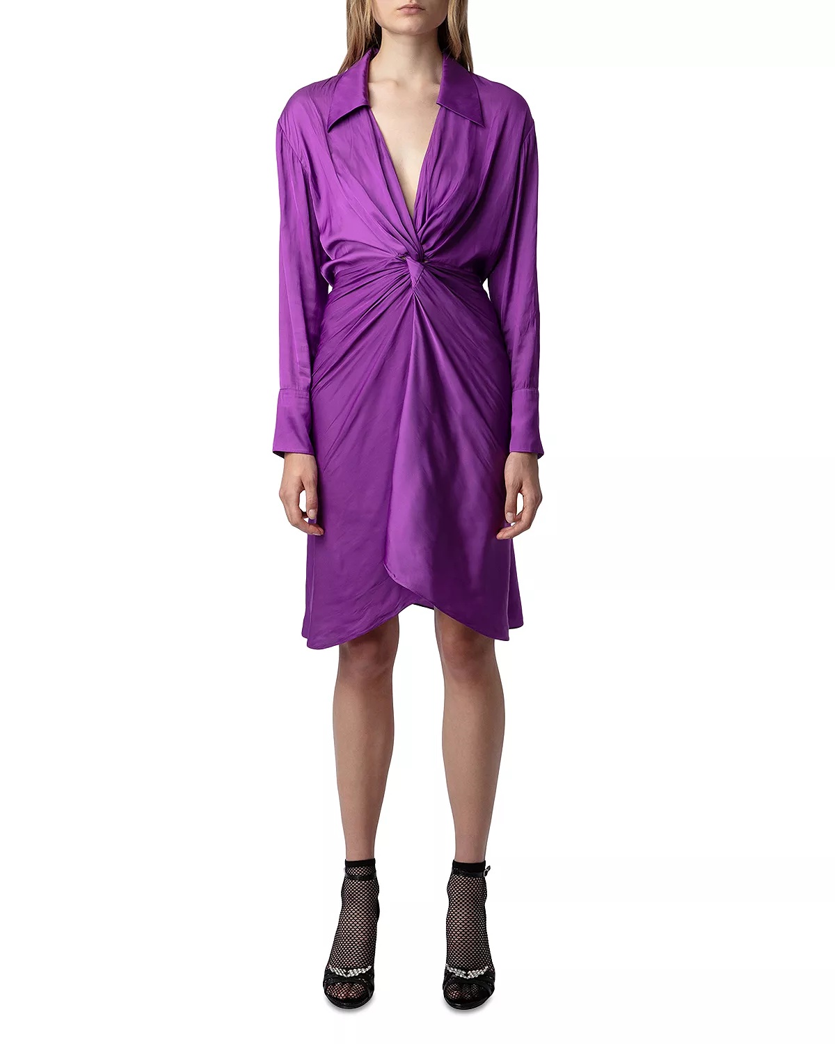 Rozo Twist Front Satin Dress - 4