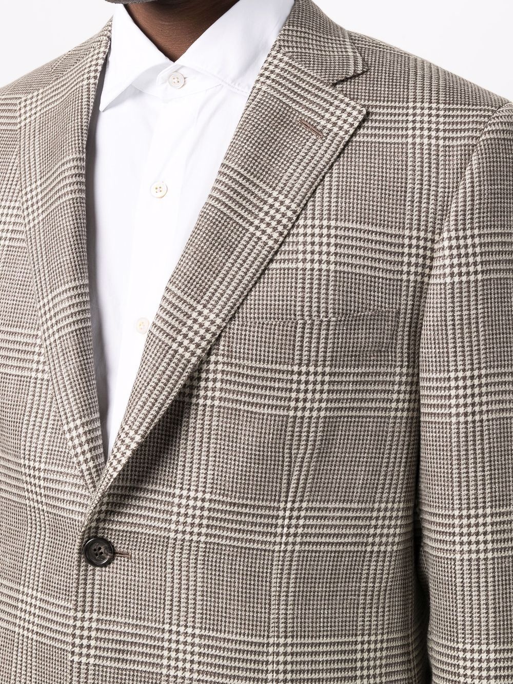 checked singled-breasted blazer - 5