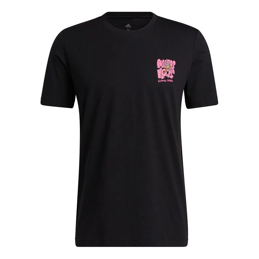 adidas Lil Stripe Boba Funny Printing Logo Basketball Sports Short Sleeve Black HB5486 - 1