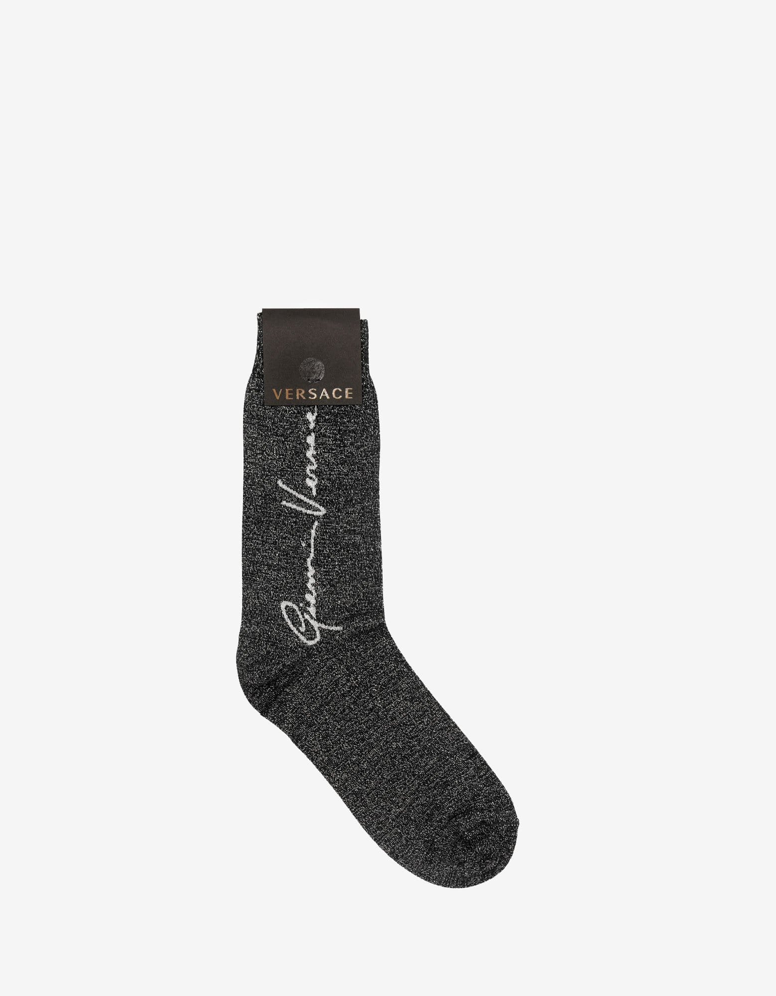 Versace Black & Silver GV Signature Socks - 1