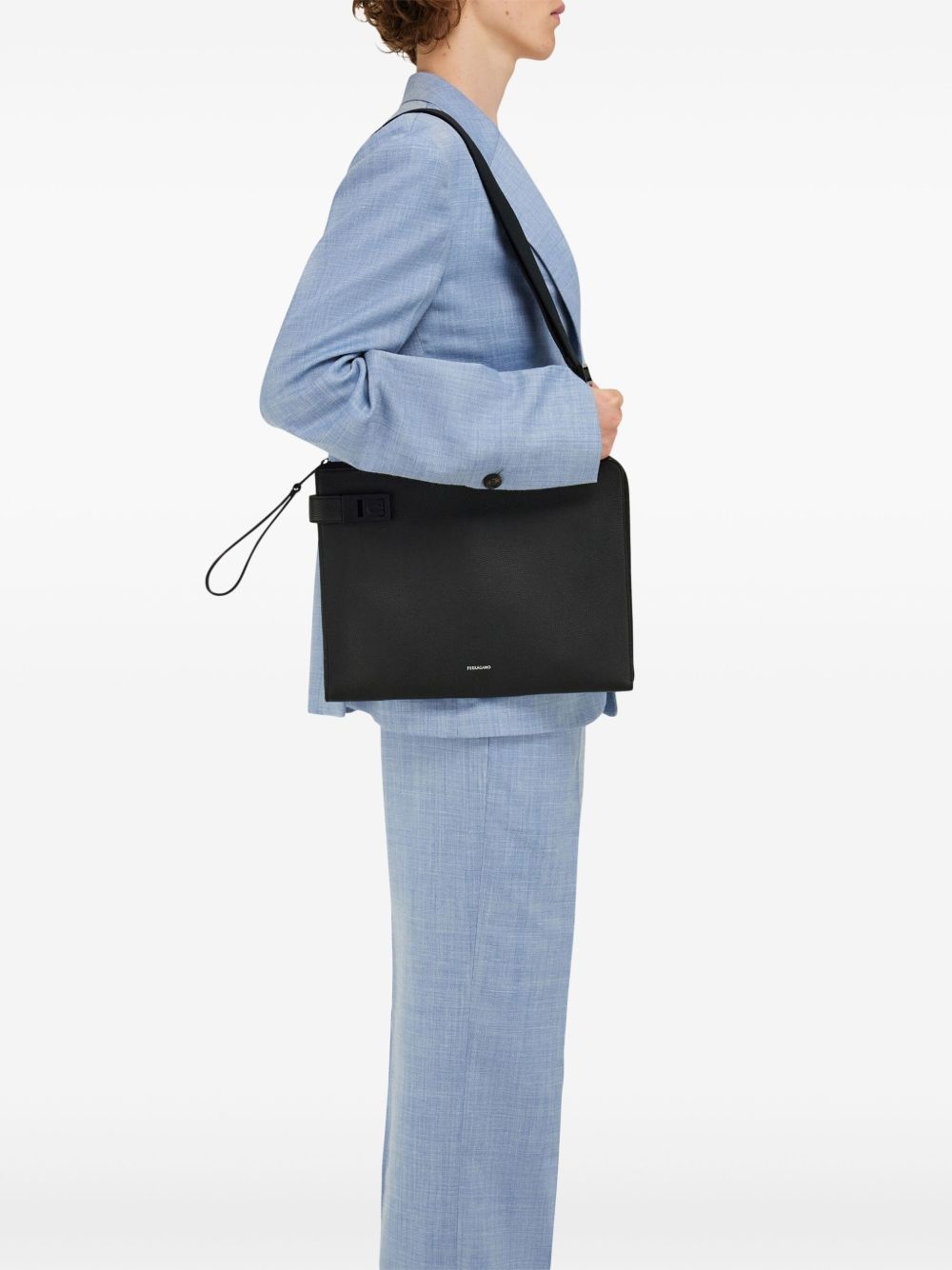 Gancini-buckle clutch bag - 3