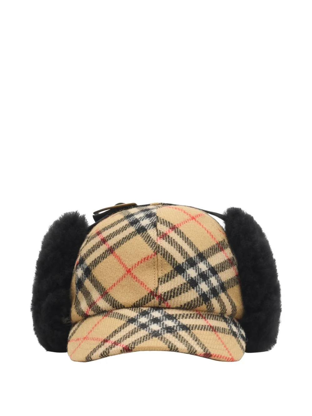 check shearling baseball cap - 1
