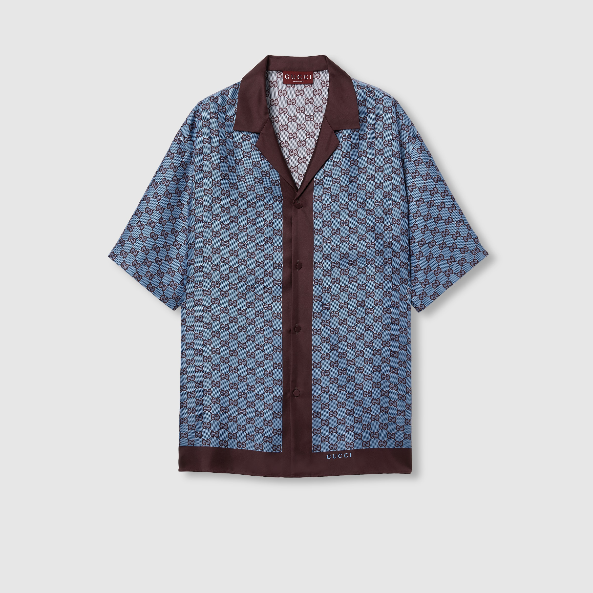 Regular fit printed silk twill shirt - 1