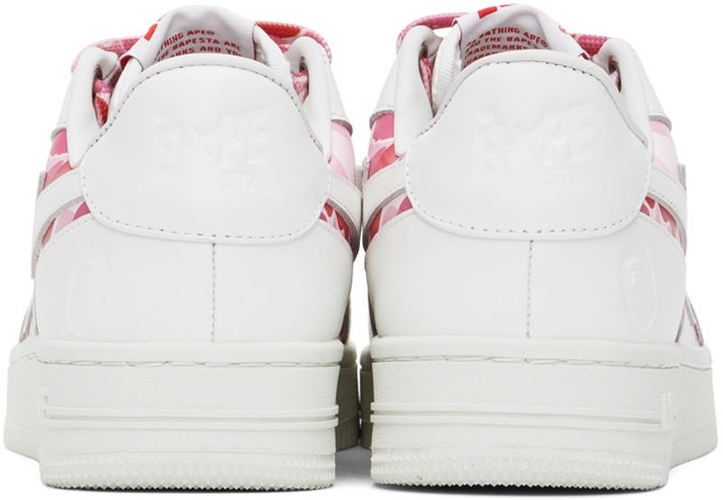 A BATHING APE® White & Pink STA Icon ABC Camo Sneakers outlook