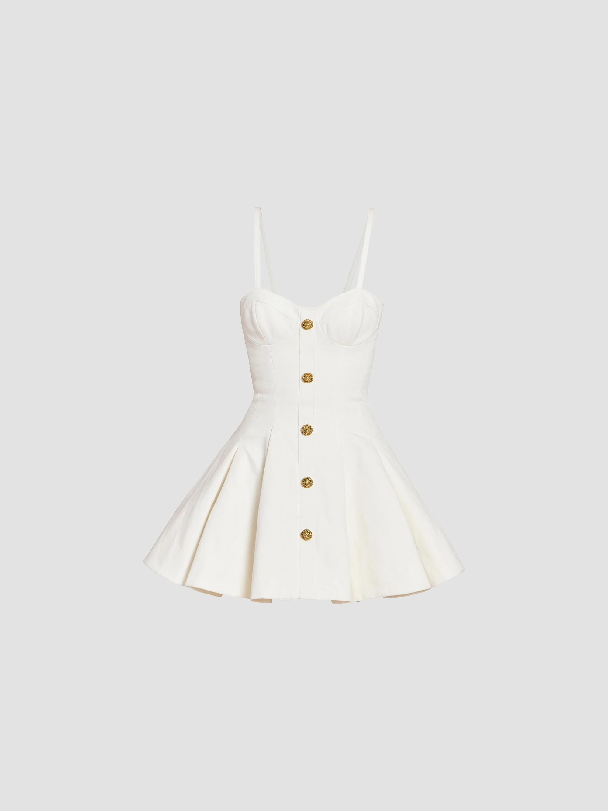 Women's Bustier Denim Button-Front Minidress - Blanc Casse - 1