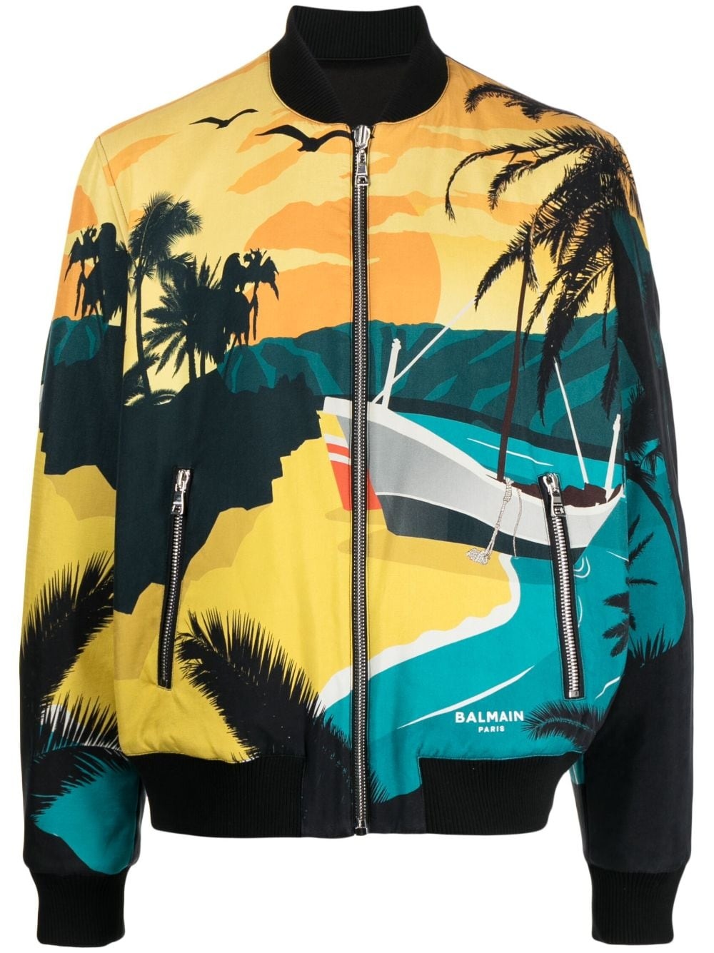 reversible graphic-print bomber jacket - 1