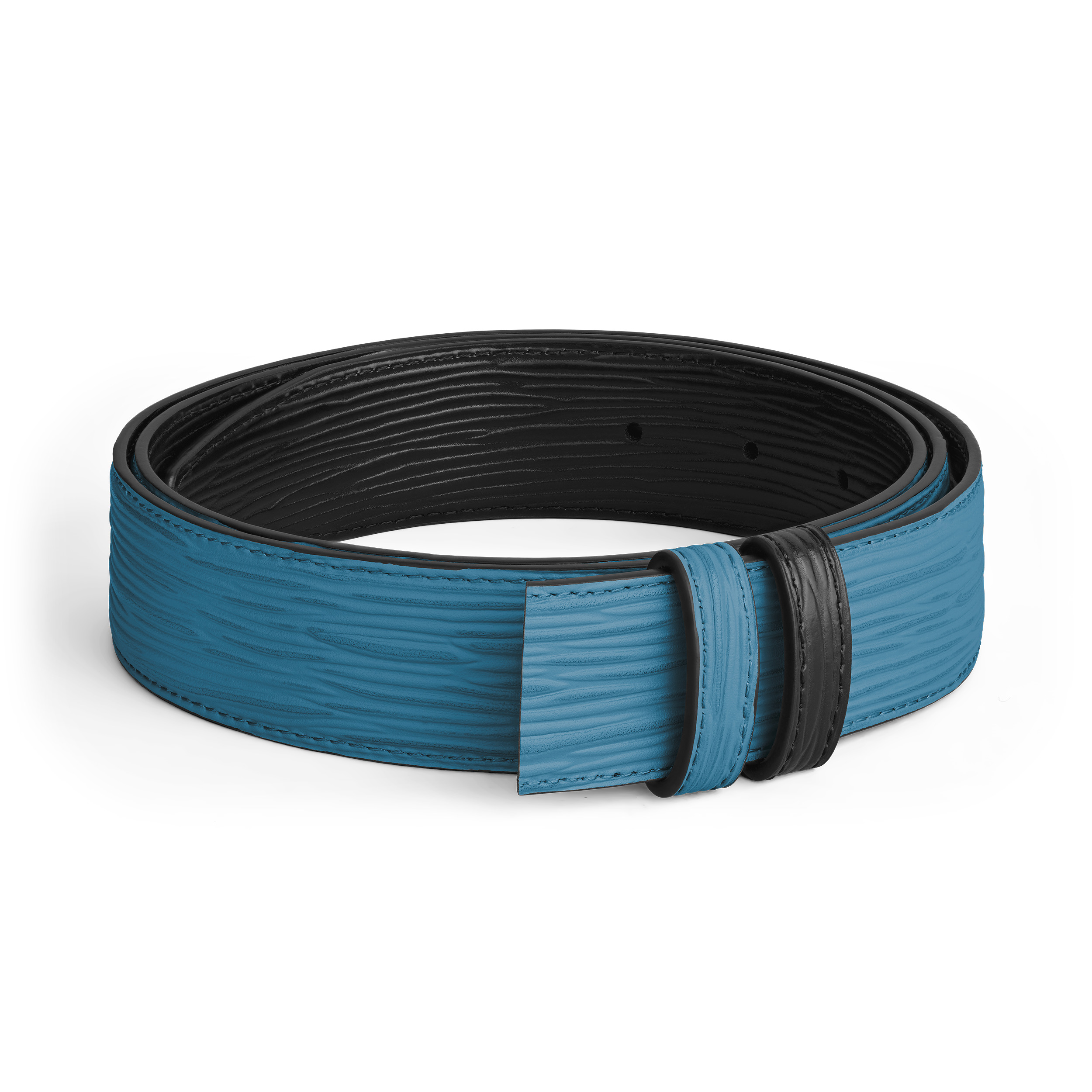 SMOKY BLUE/BLACK 35MM REVERSIBLE LEATHER BELT - 1