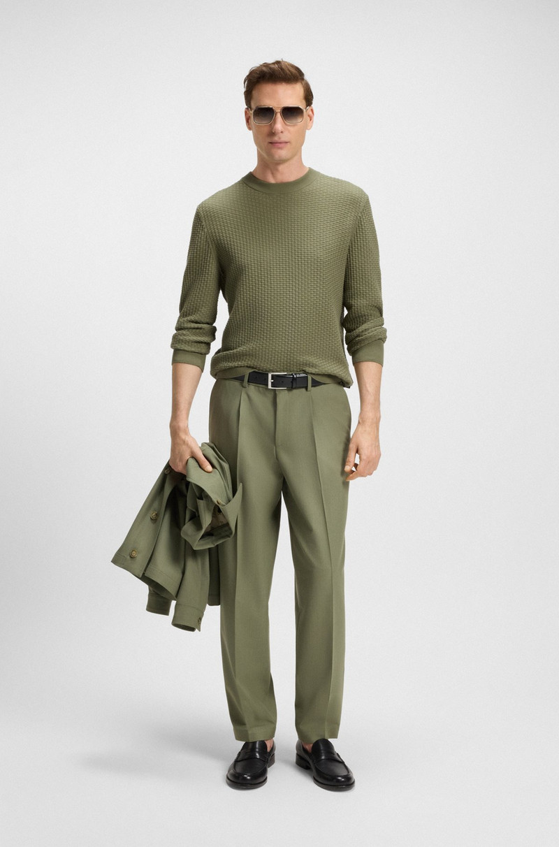 BOSS COTTON SWEATER WITH MIXED STRUCTURES outlook