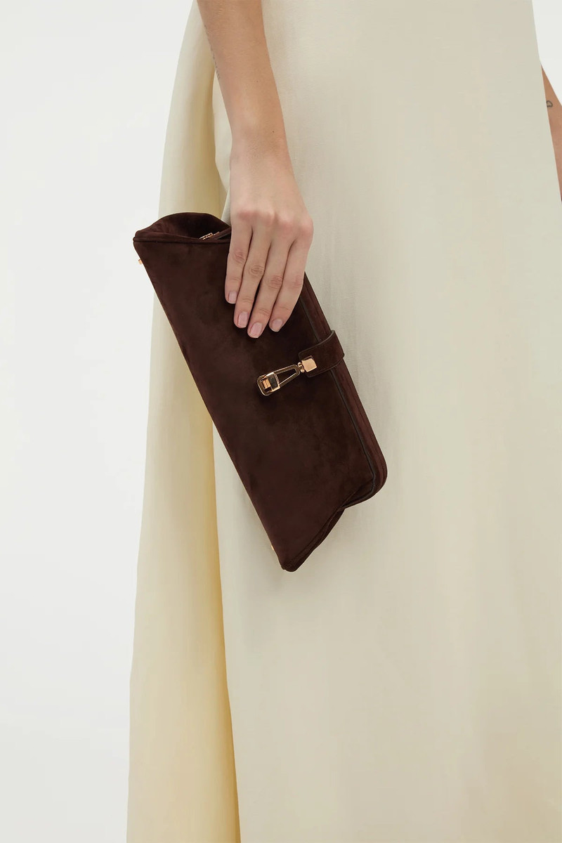 GABRIELA HEARST Paola Clutch in Dark Brown Suede outlook