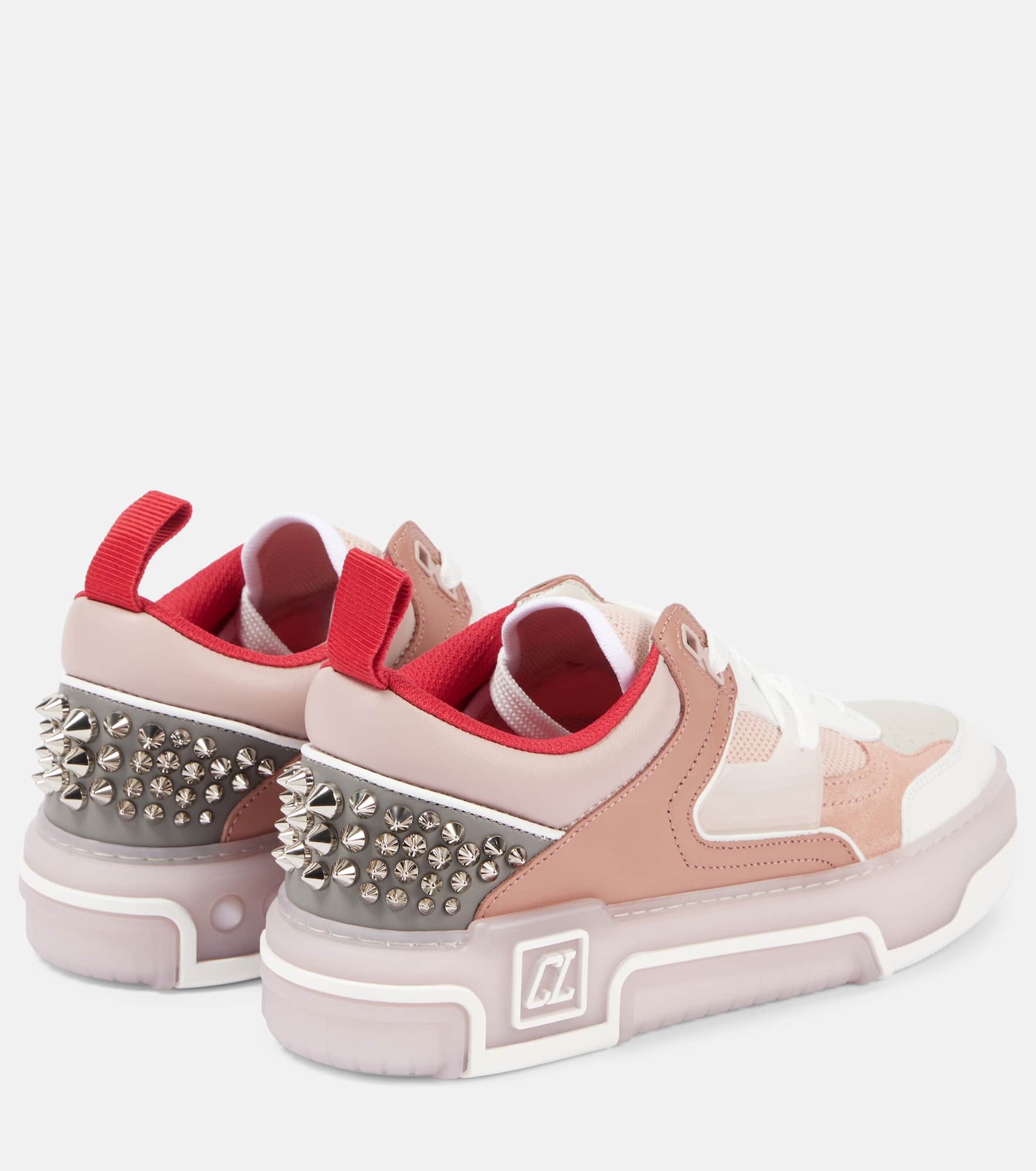 Panelled embellished leather sneakers - 2