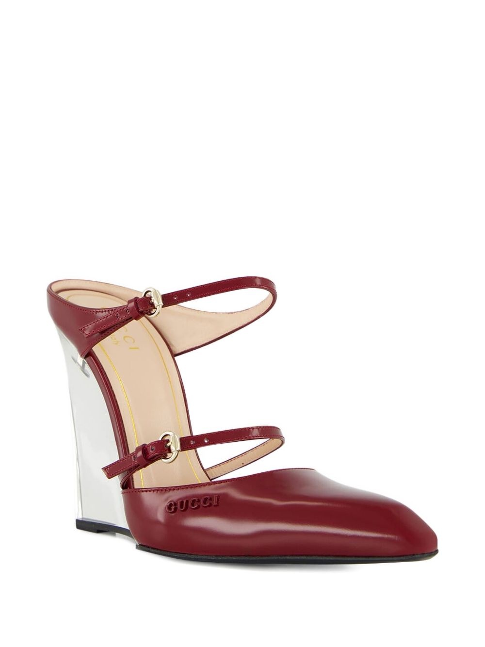 buckle-detail wedge mules - 2