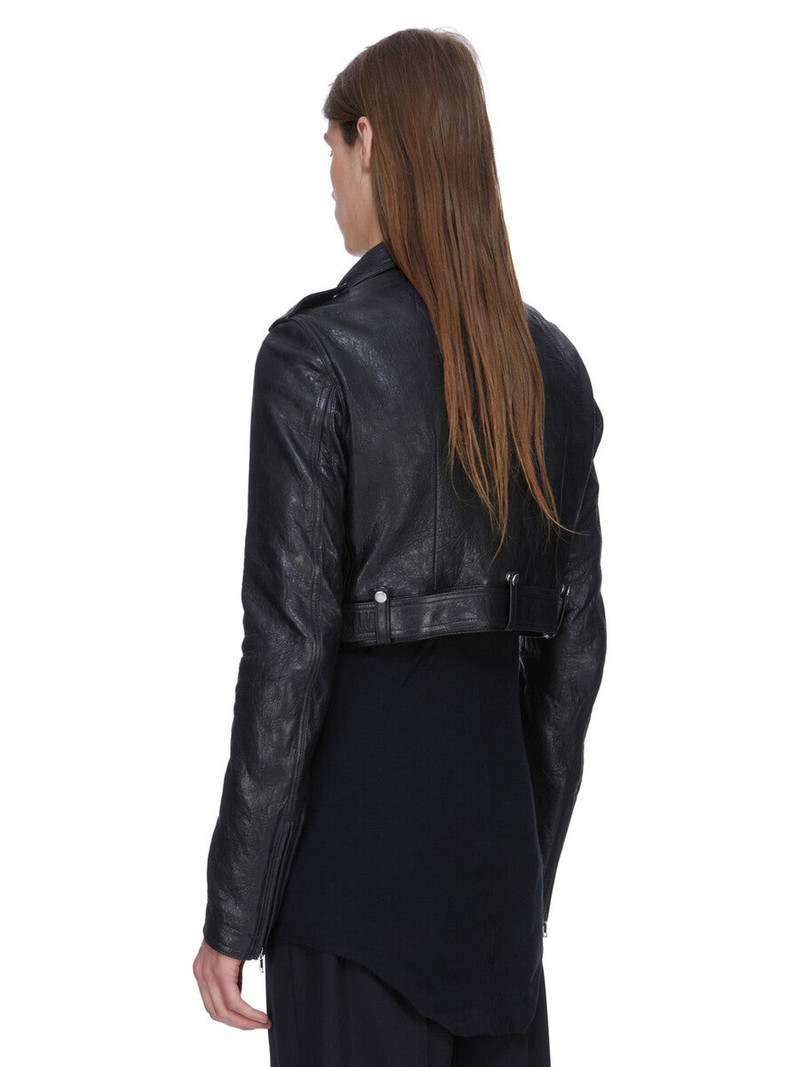 Black Temple Cropped Luke's Stooges Leather Jacket 3
