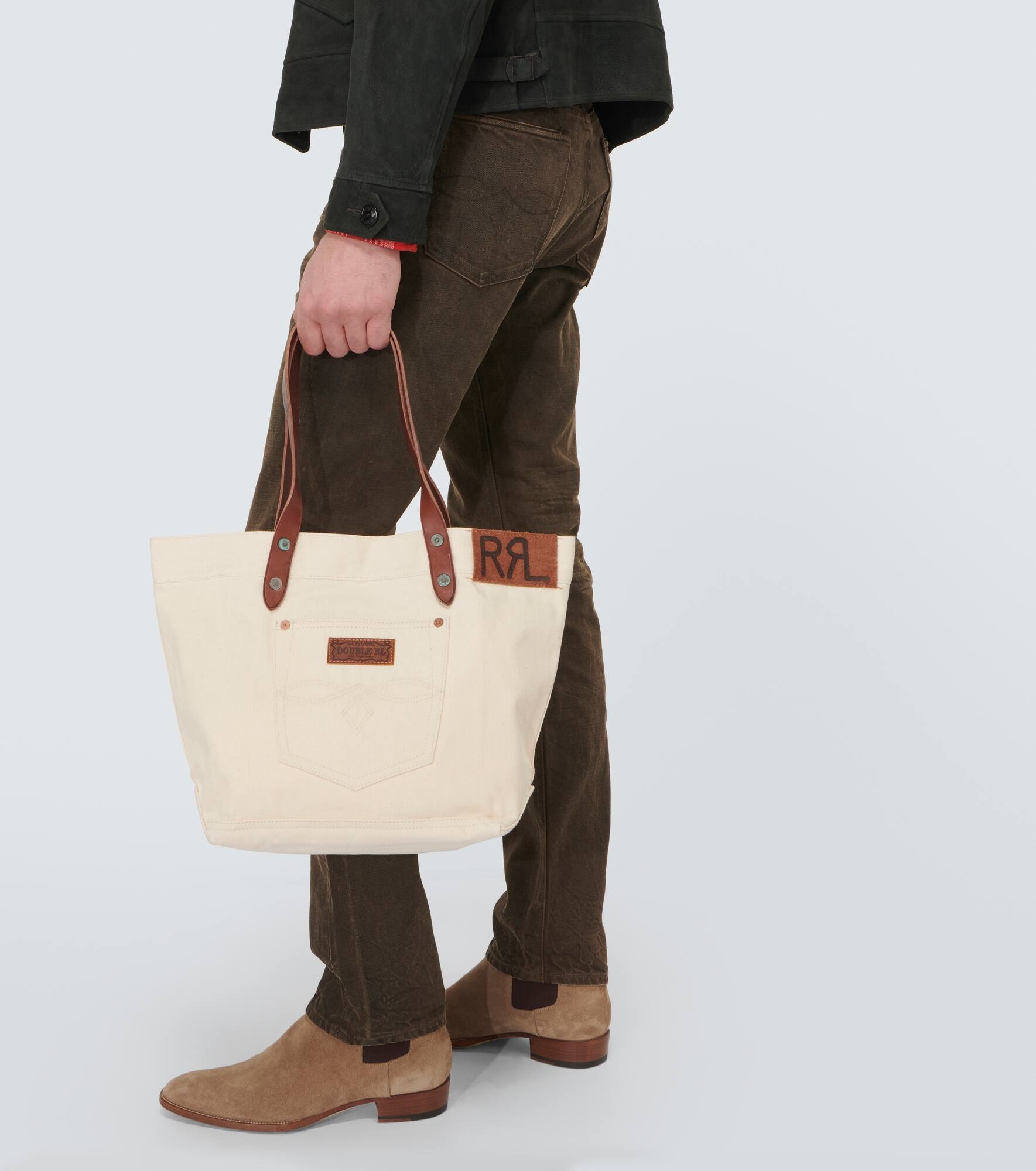 RRL by Ralph Lauren Olsen leather-trimmed tote bag mytheresa