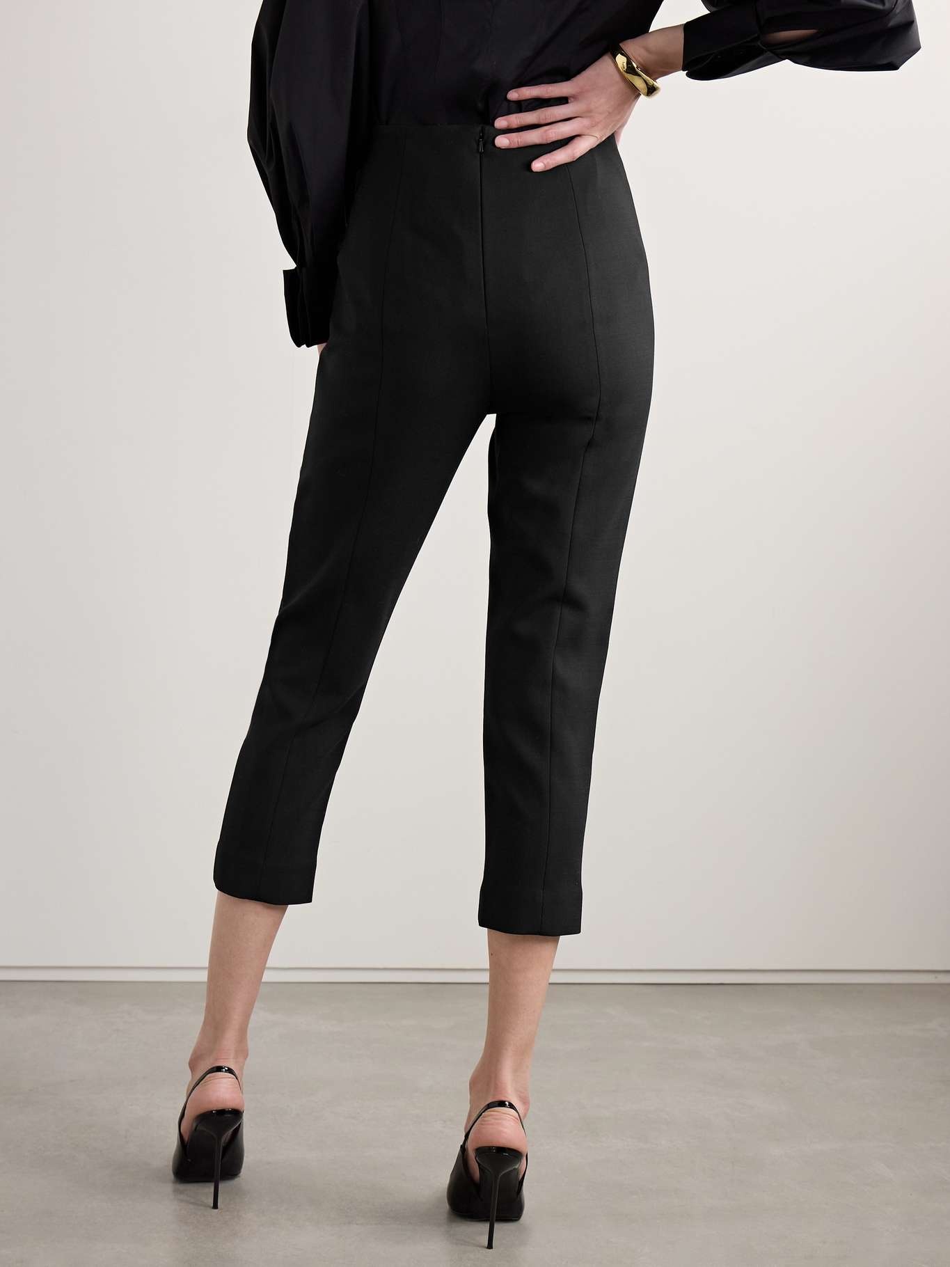 Cropped wool-blend crepe skinny pants Black - 3