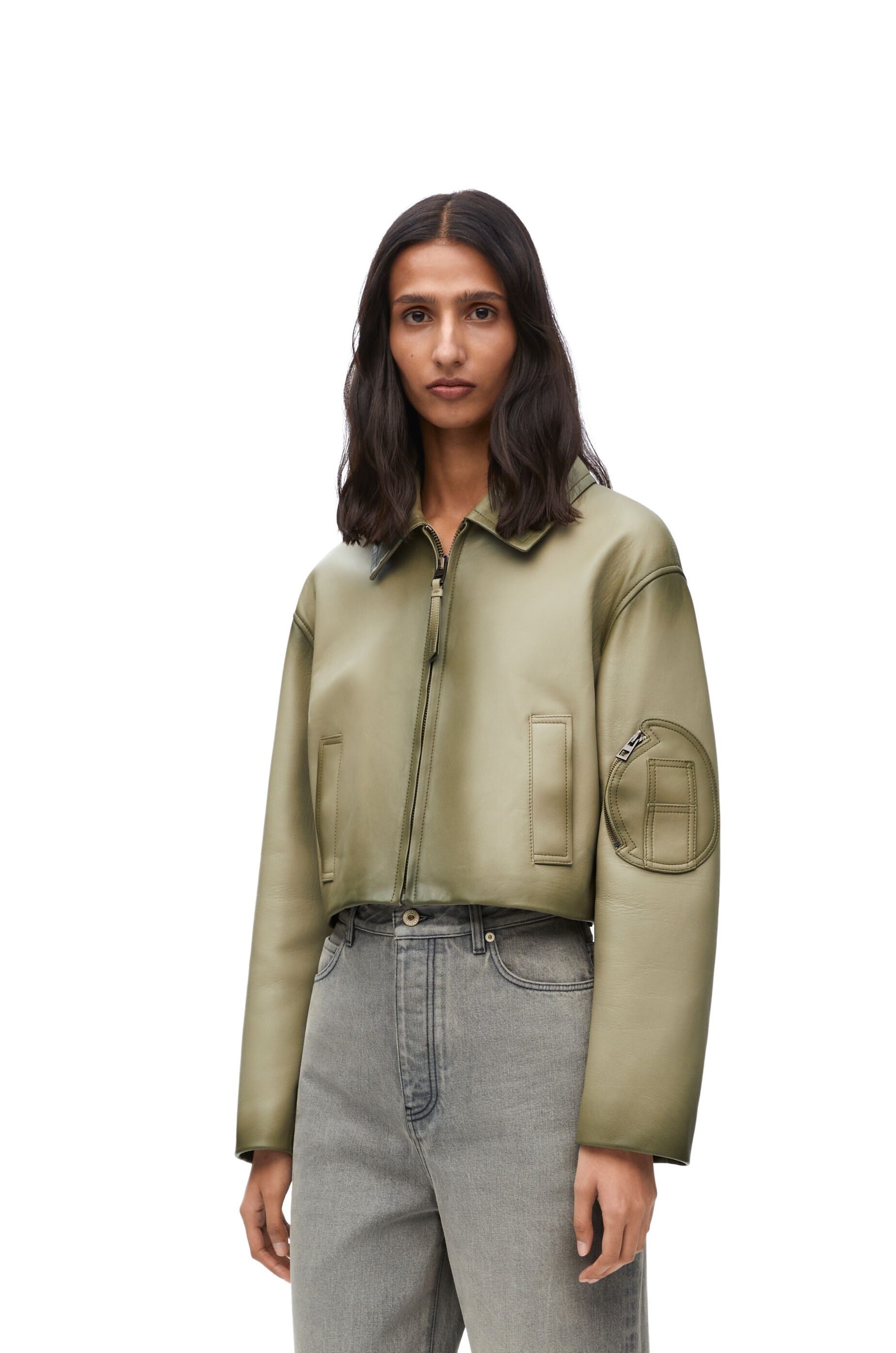 Cropped jacket in nappa lambskin - 3