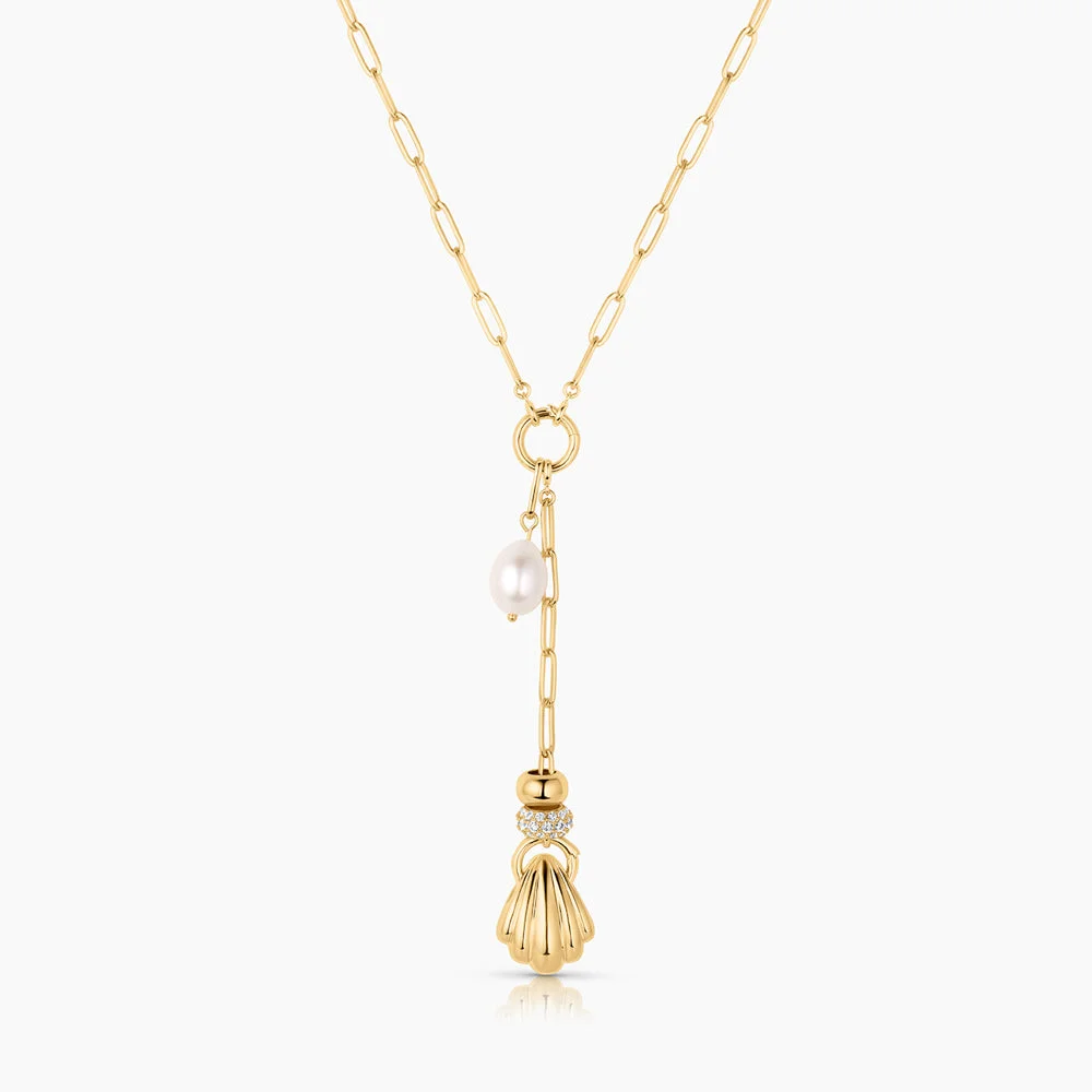 Lina Shell Lariat Necklace - 1