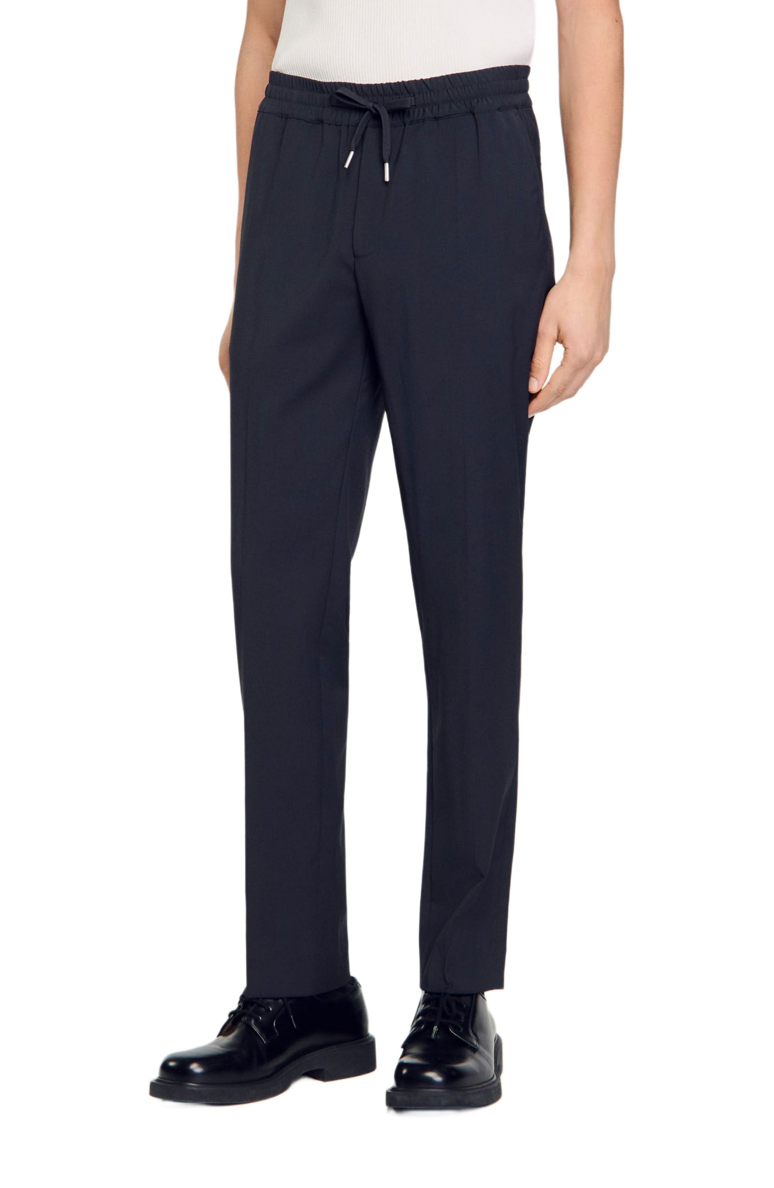SANDRO Elasticated straight-leg trousers in Fonte at Nordstrom - 1