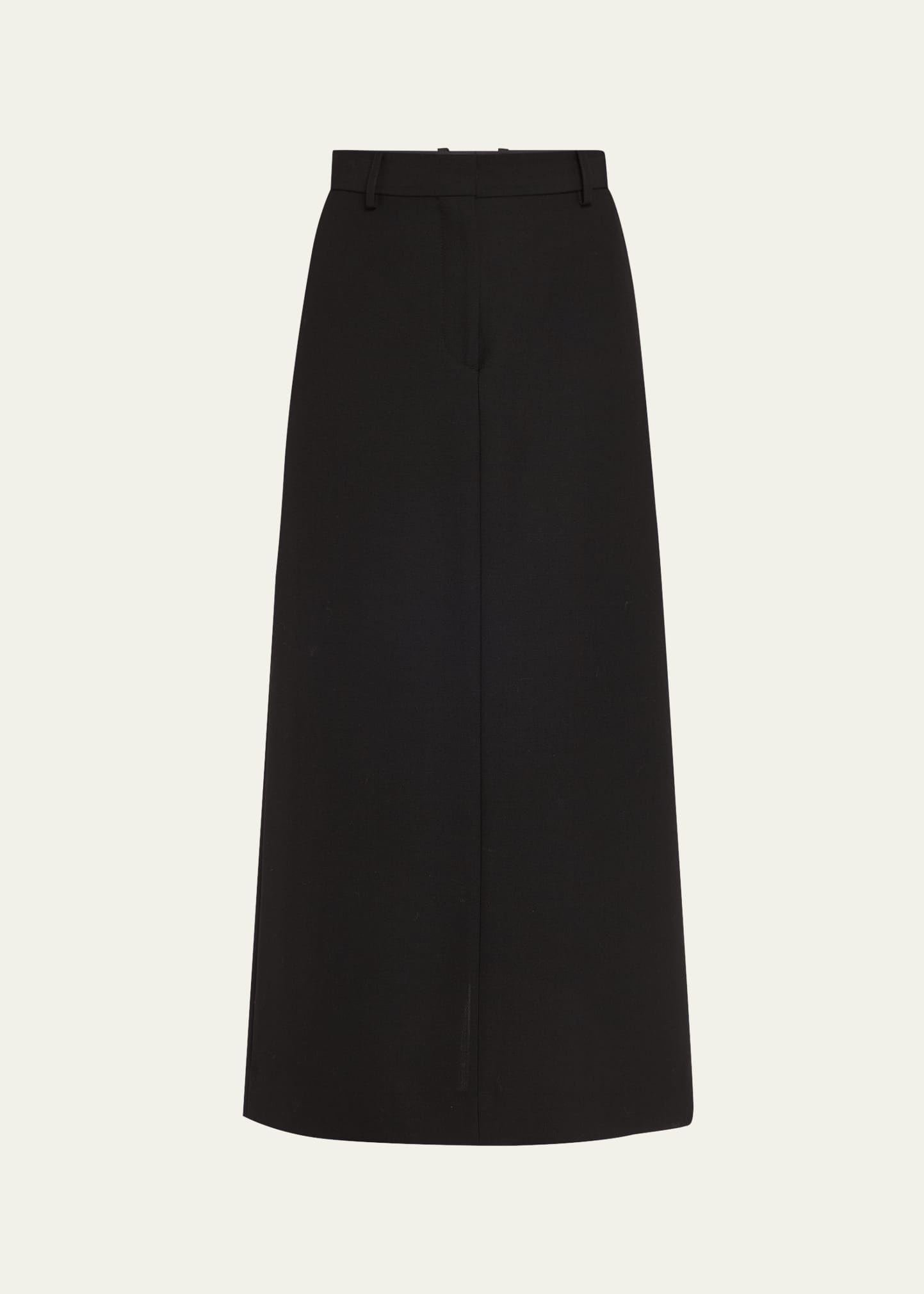 Low-Waist Tailored Straight Midi Skirt - 1
