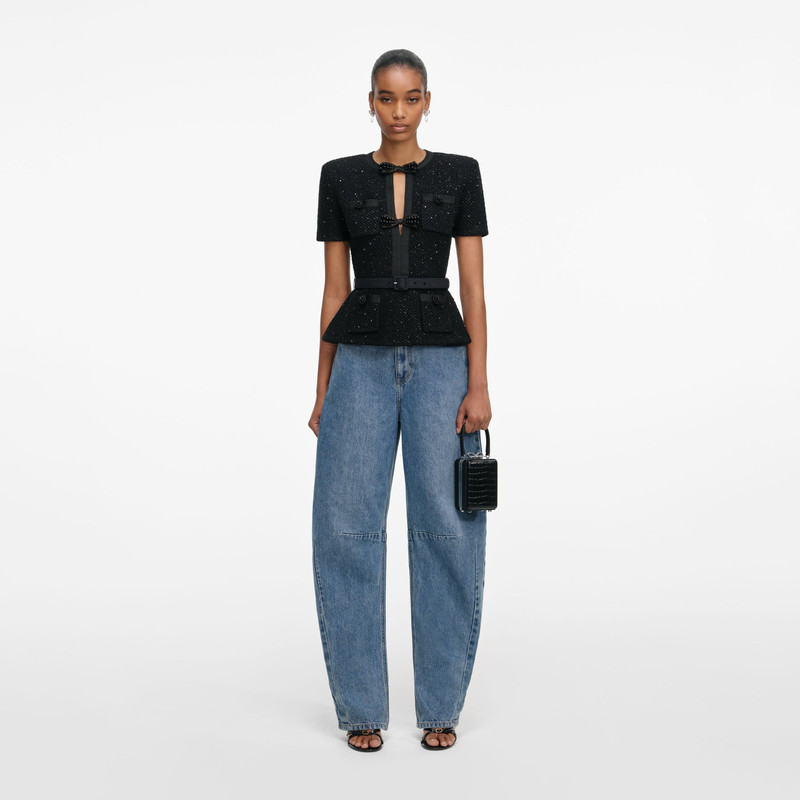 Black Sequin Knit Top 1