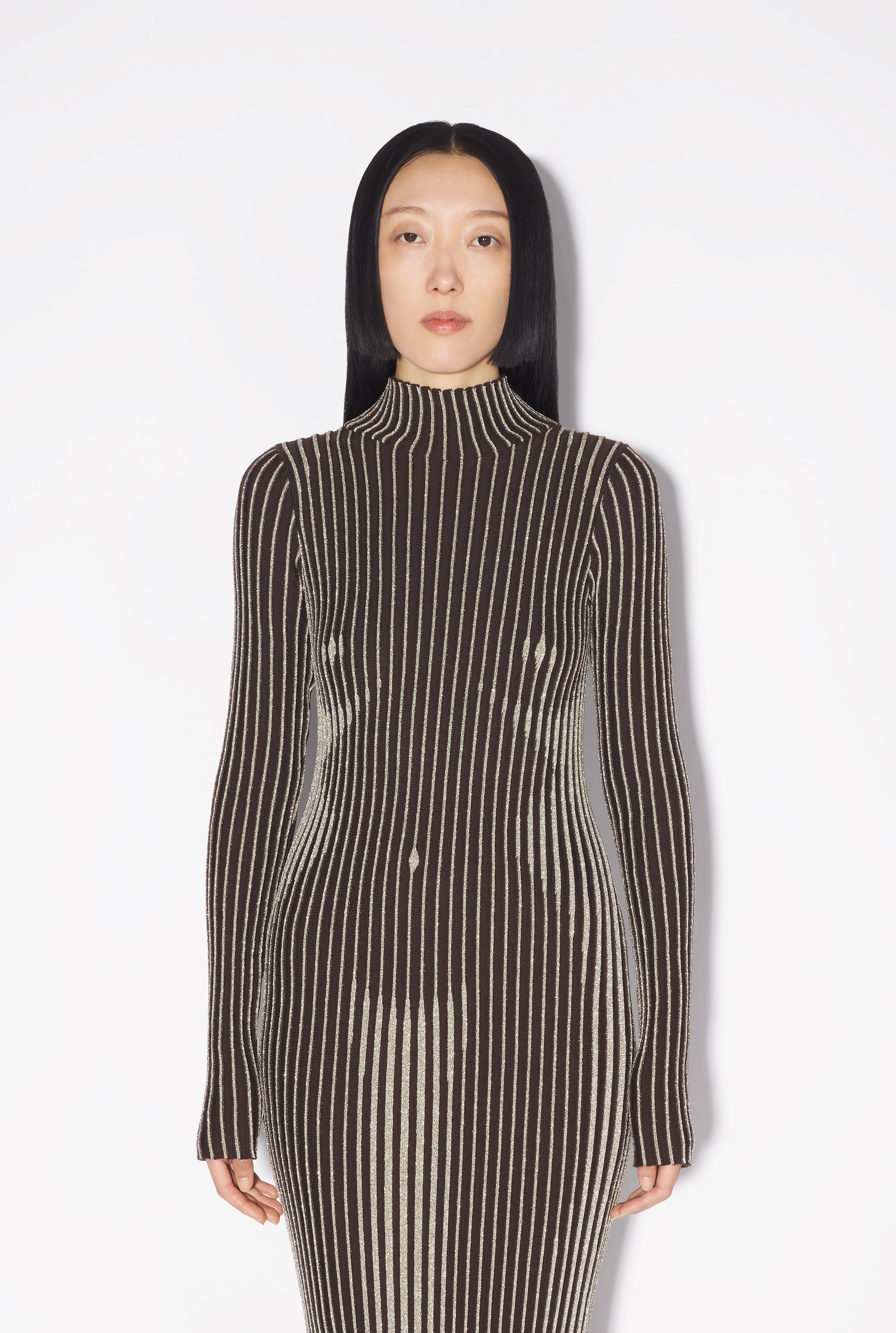 THE BROWN LUREX TROMPE L’OEIL DRESS - 3