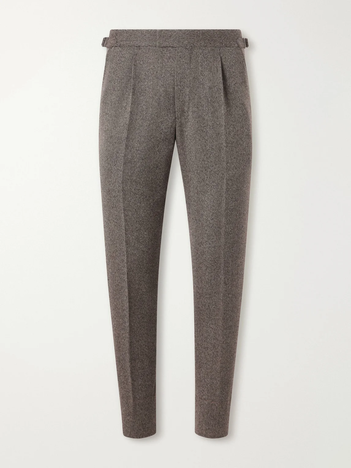 Tapered Herringbone Wool and Cashmere-Blend Trousers - 1
