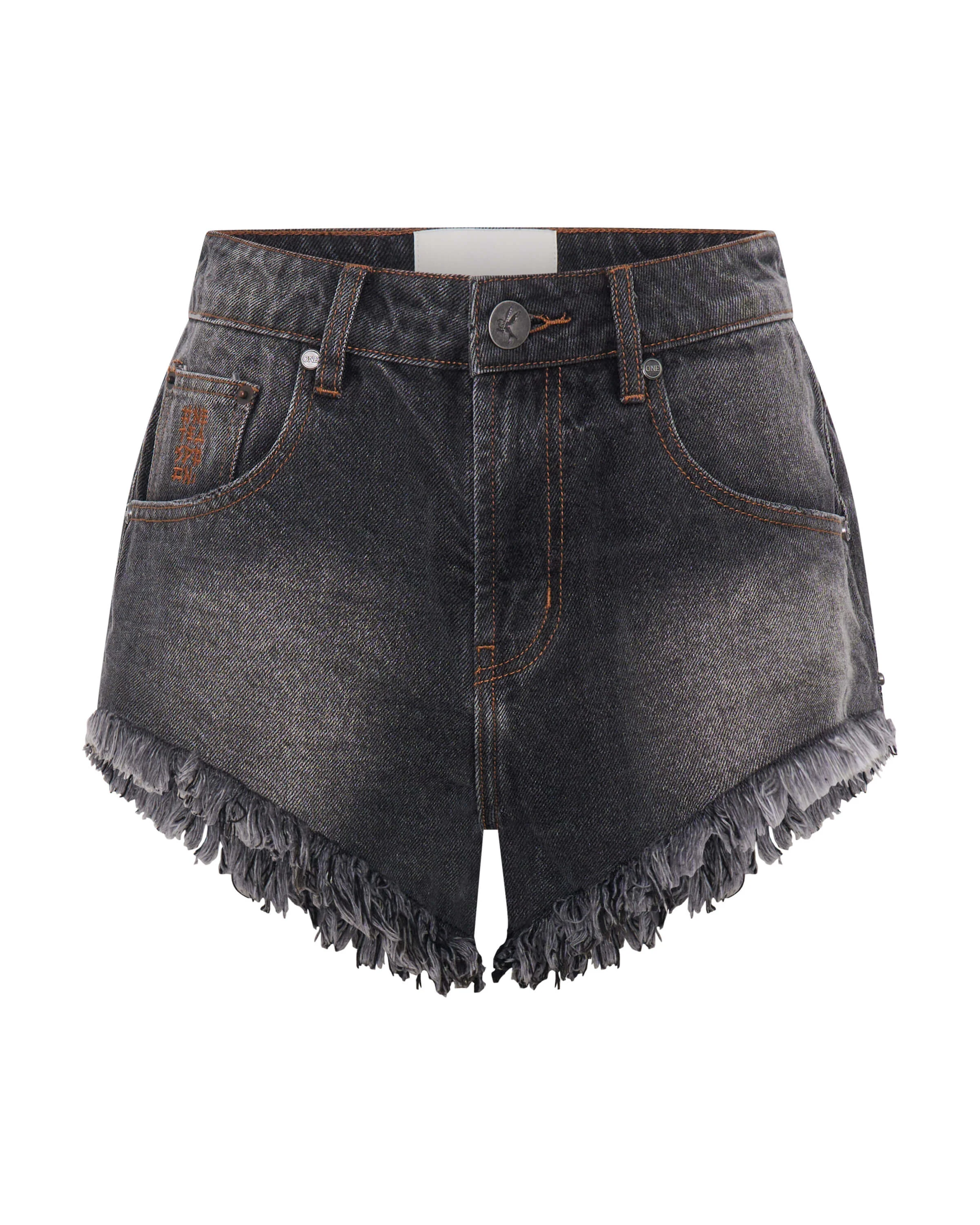 Renegades High Waist Denim Shorts - Worn Black - 1