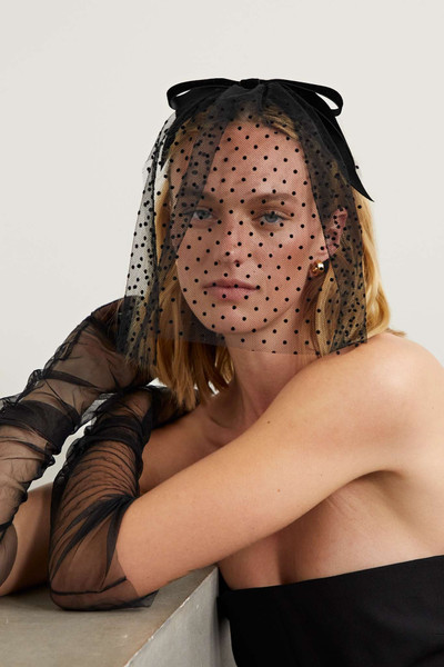 Jennifer Behr Gracen velvet and flocked tulle headband outlook