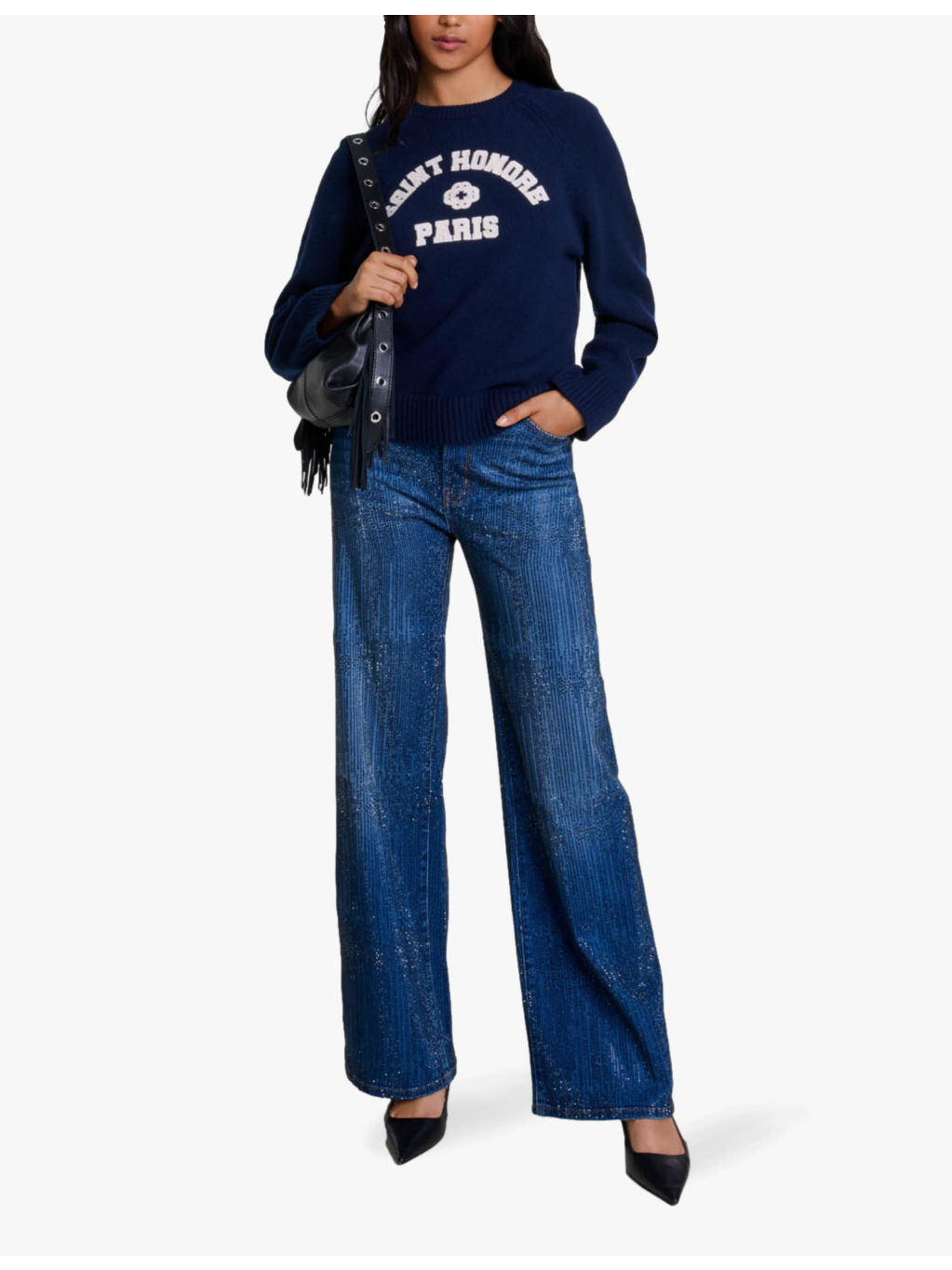 Rhinestone-embellished wide-leg high-rise jeans - 2