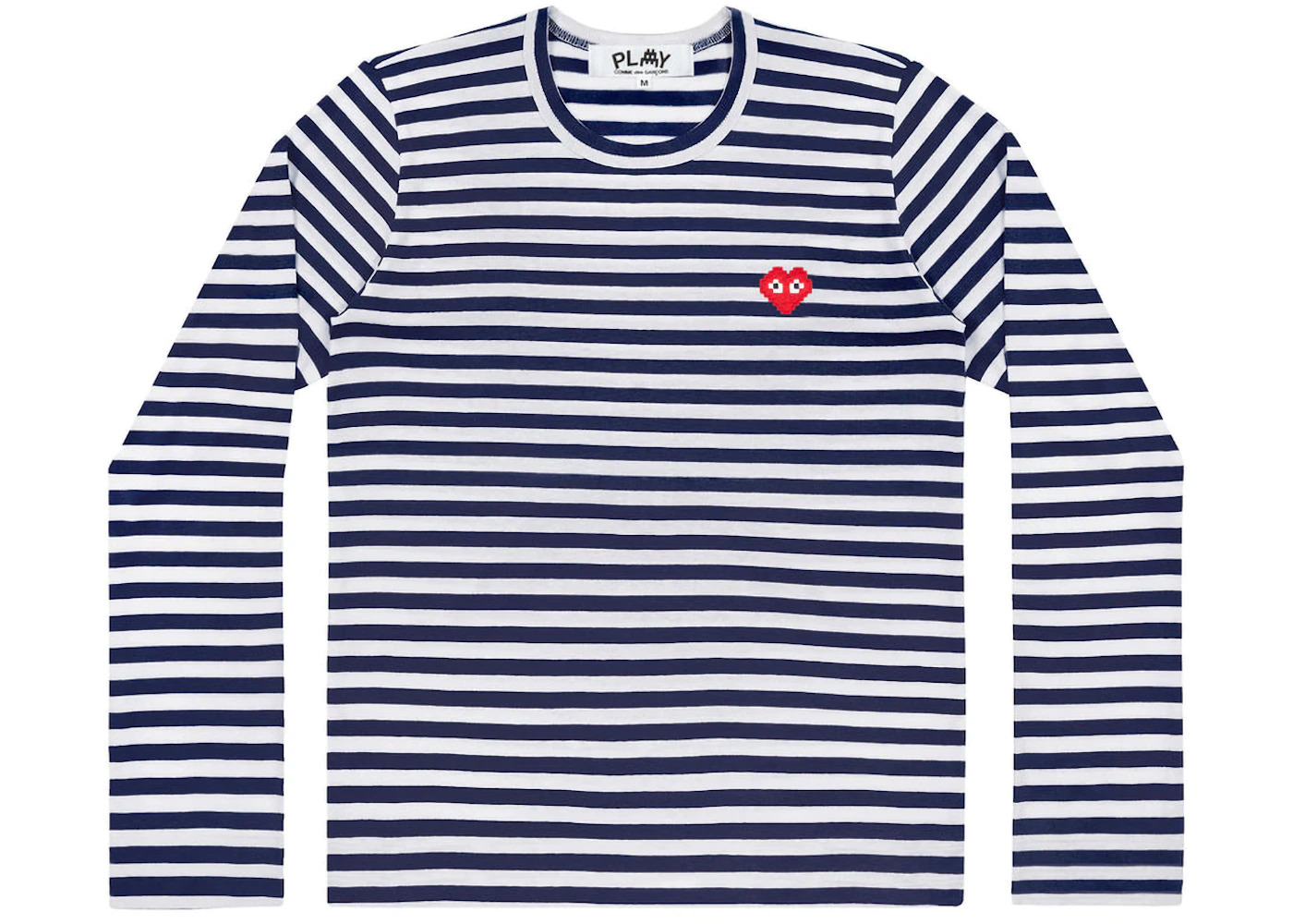 Comme des Garcons Play x Invader Women's Striped L/S T-shirt Navy White - 1