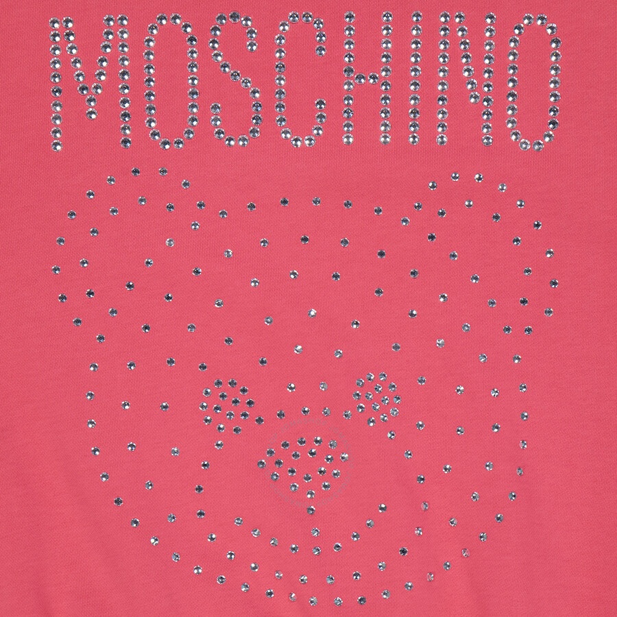 Moschino Ladies Fantasy Print Fucsia Crystal Teddy Bear Organic Cotton Sweatshirt - 7