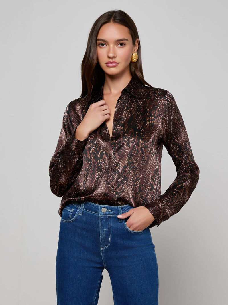 L'AGENCE Tyler Silk Blouse outlook