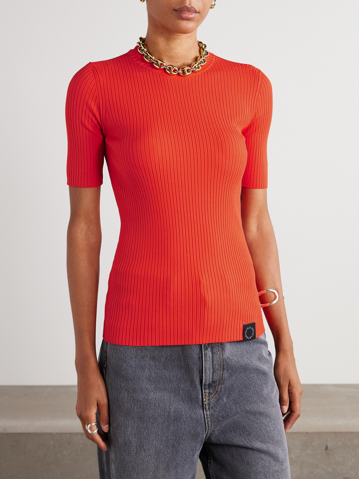 Ribbed-knit T-shirt - 4