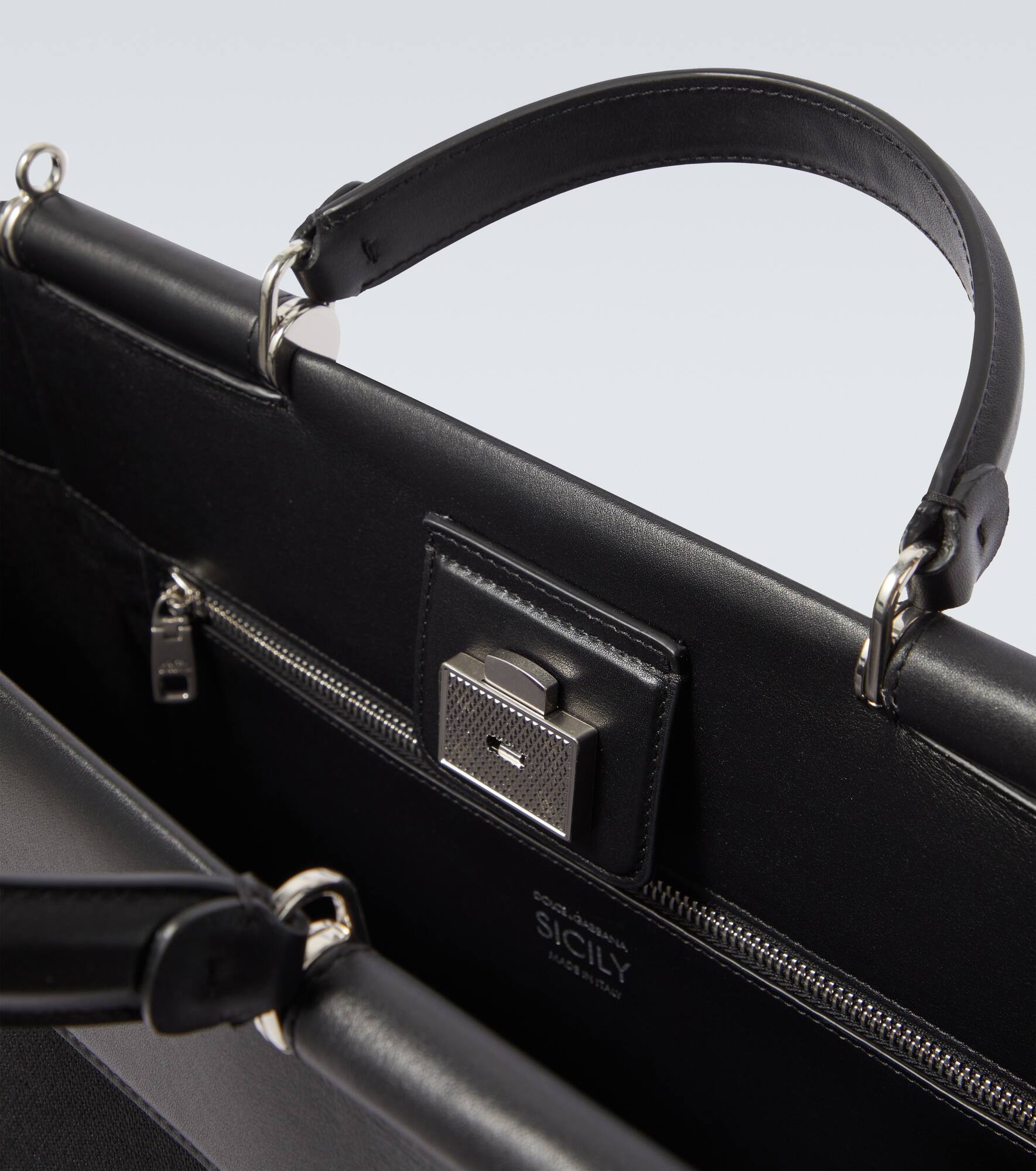 Leather-trimmed tote bag - 4