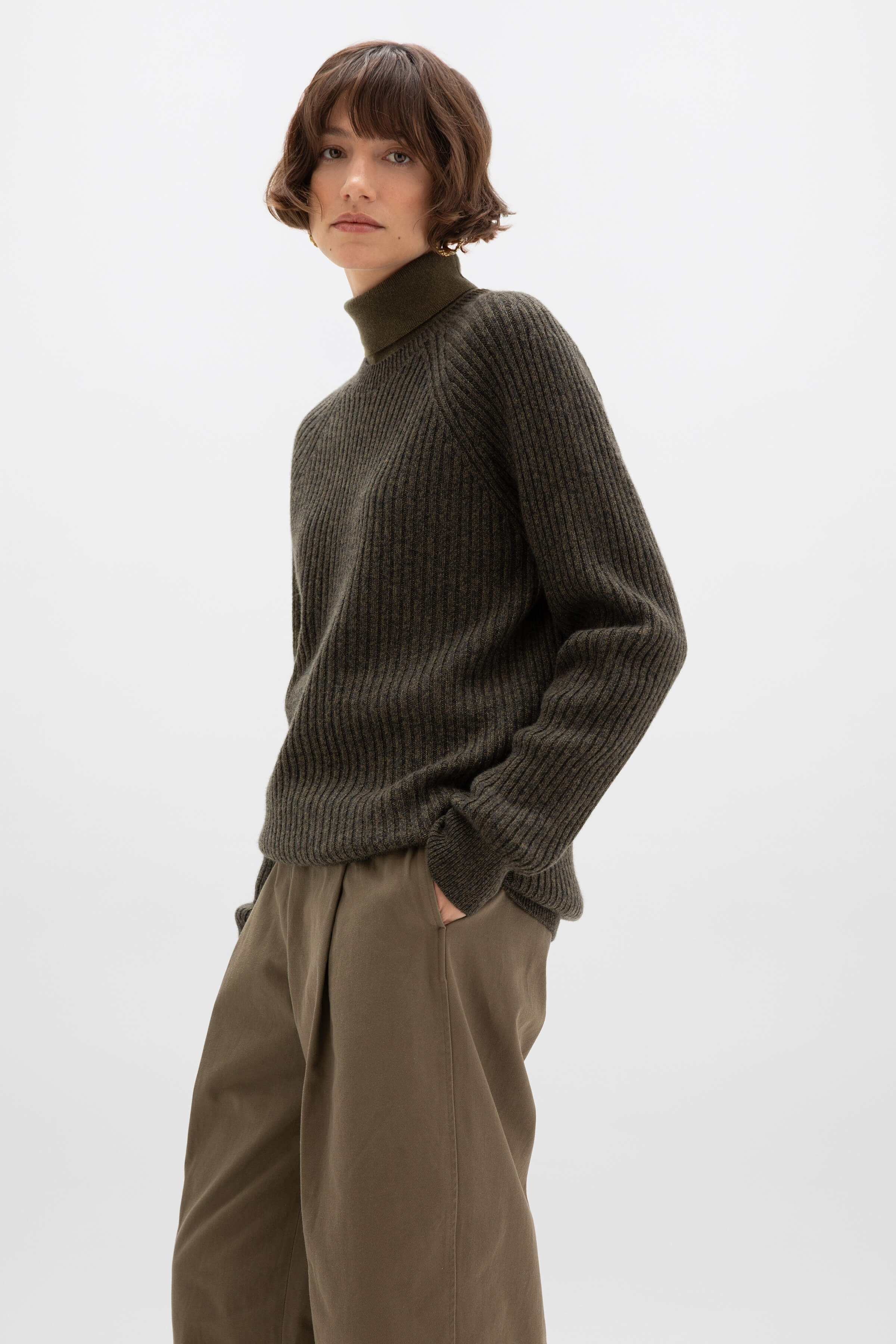 Ribbed Green Cashmere Jumper - 4