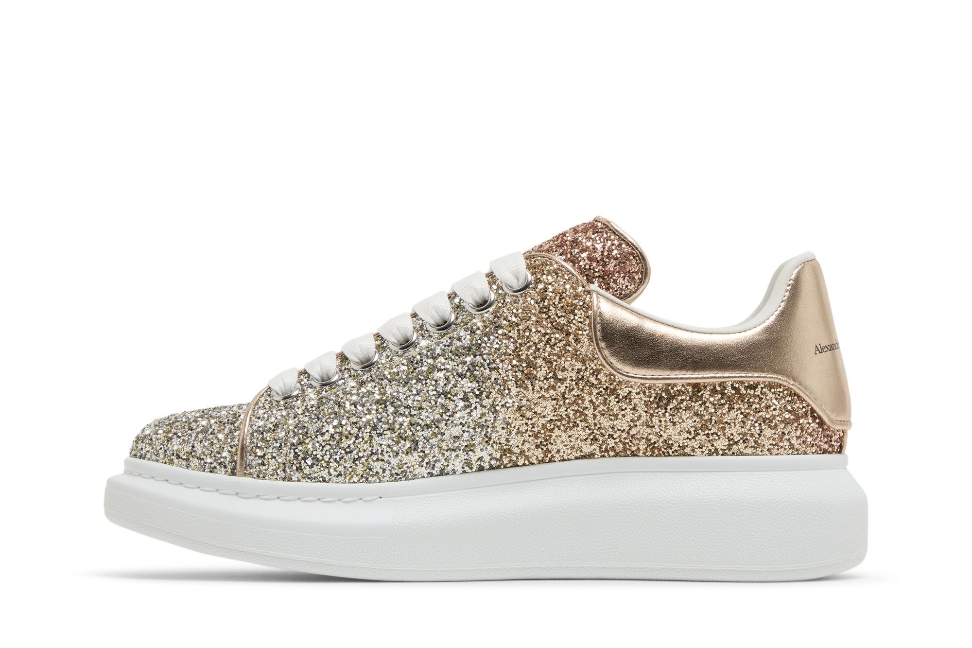 Alexander McQueen Wmns Oversized Sneaker 'Rose Gold Glitter' - 3