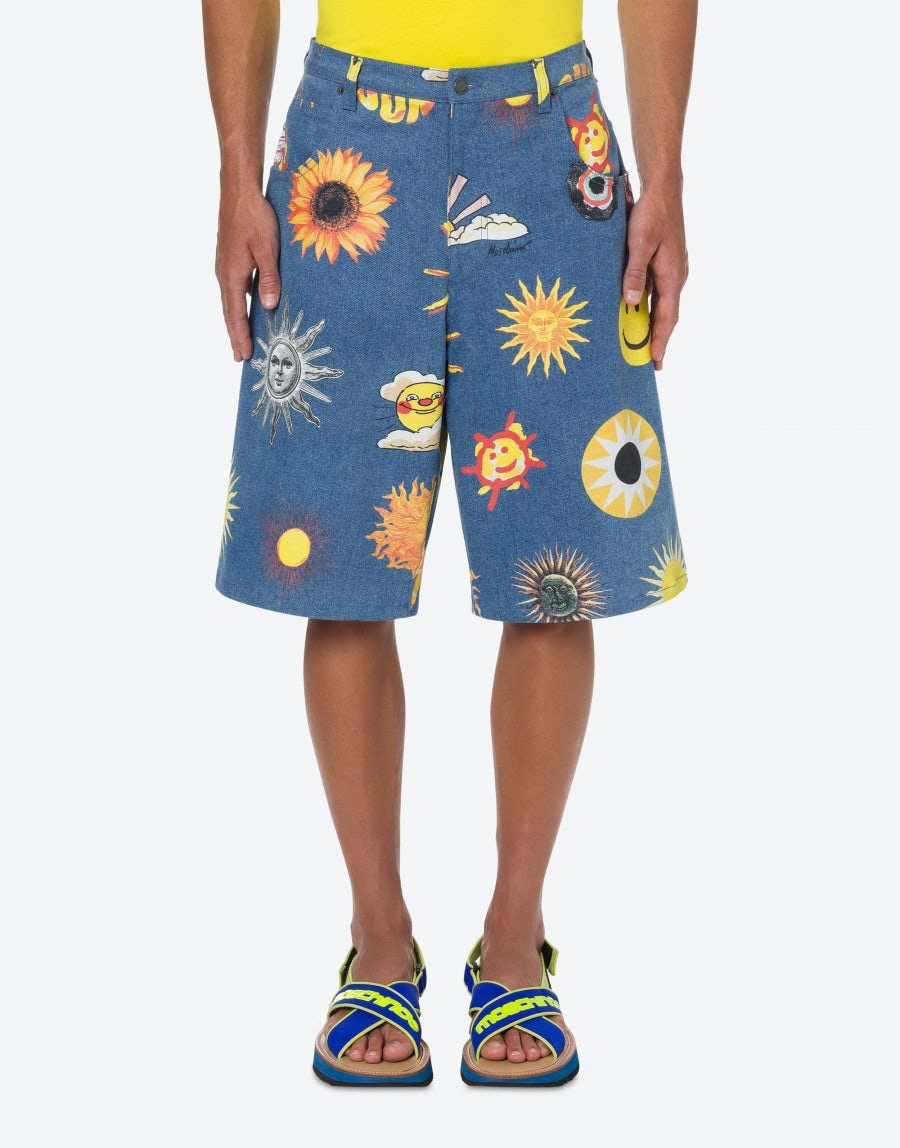ALLOVER SUN SMILEY® PRINT DENIM BERMUDA SHORTS - 2