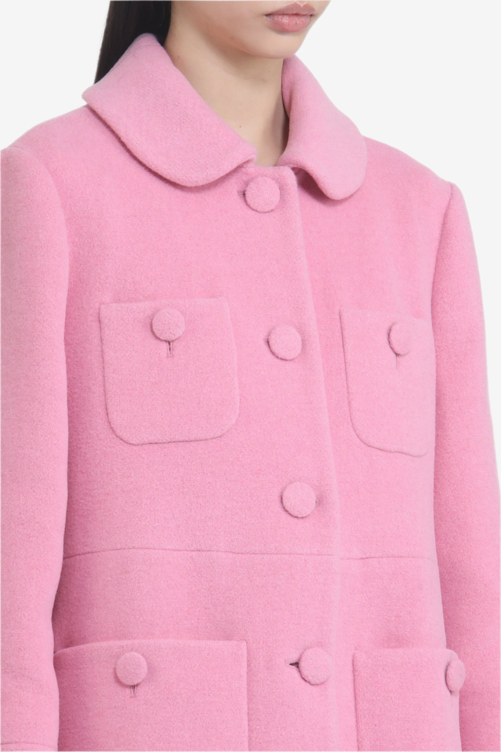 SHORT COAT WITH LARGE BUTTONS AND ROUNDED COLLAR - 5