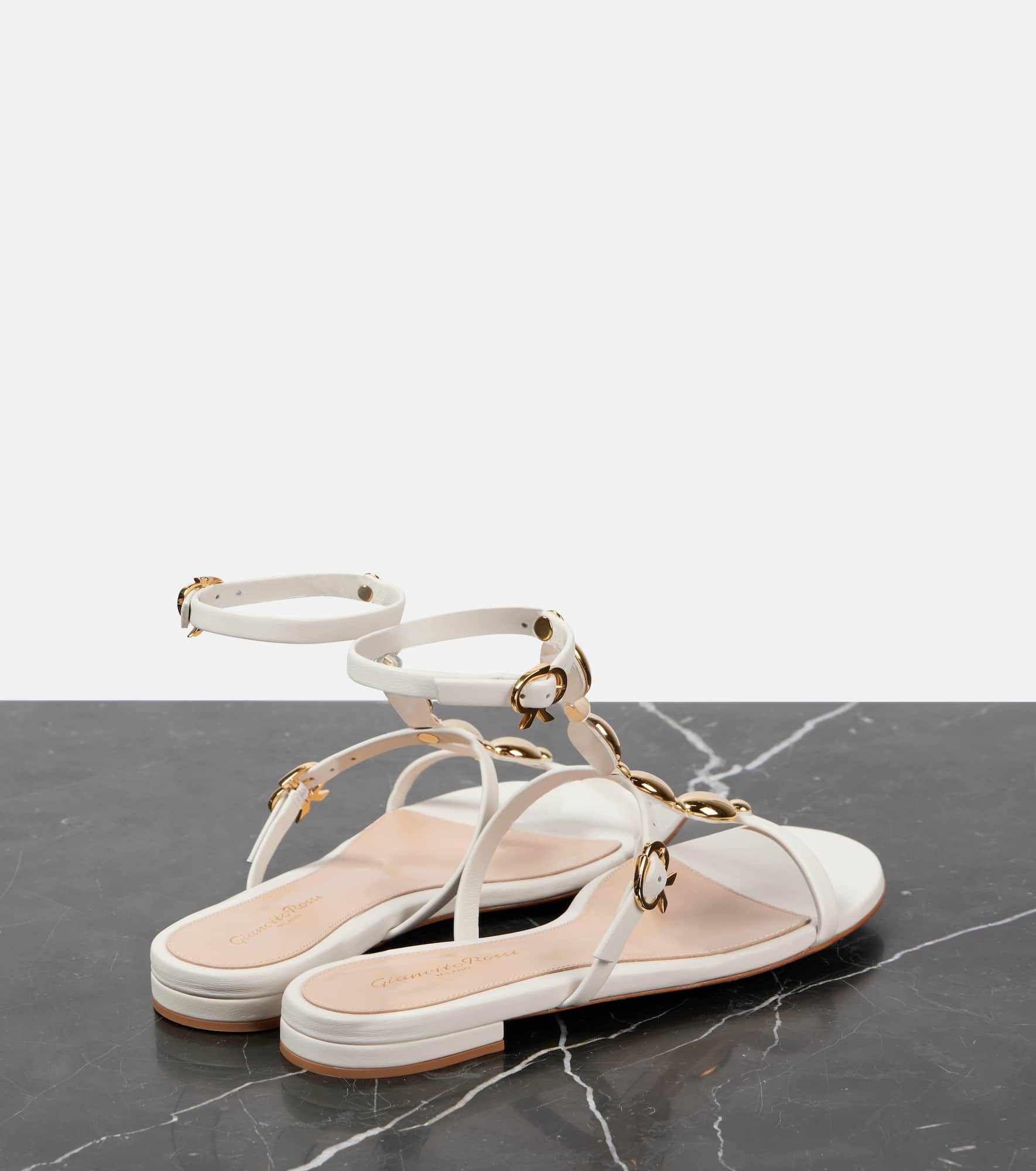 Embellished leather sandals - 2
