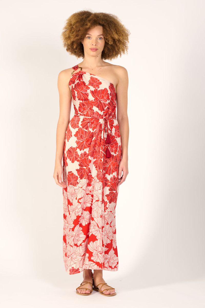 Poupette St Barth Long Dress Fanny - Red Flower Bunch outlook