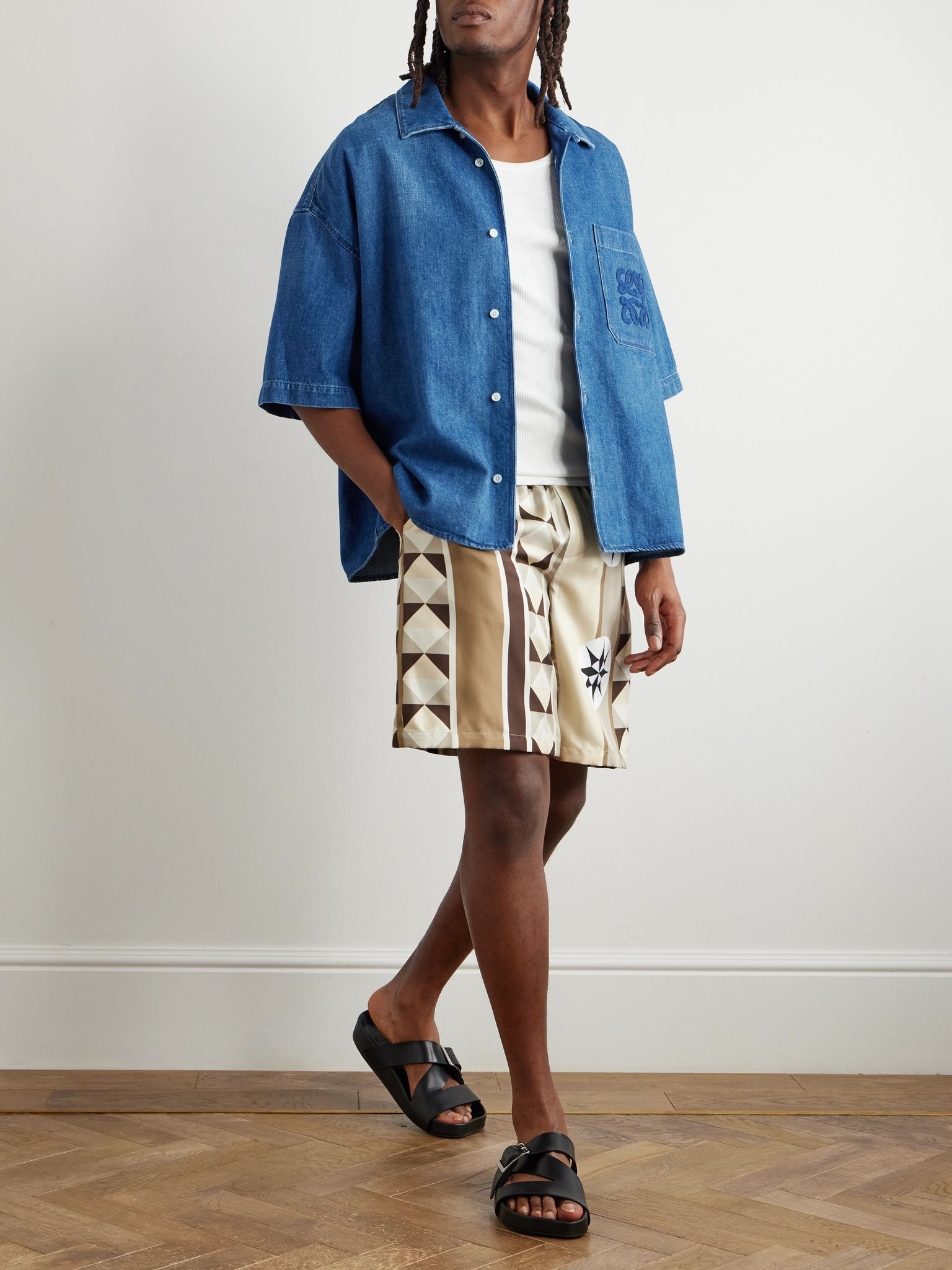 + Paula's Ibiza Logo-Embroidered Denim Shirt Light blue - 2