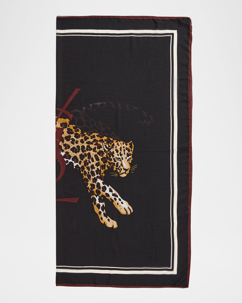 Leopard Cashmere-Blend Square Scarf 1