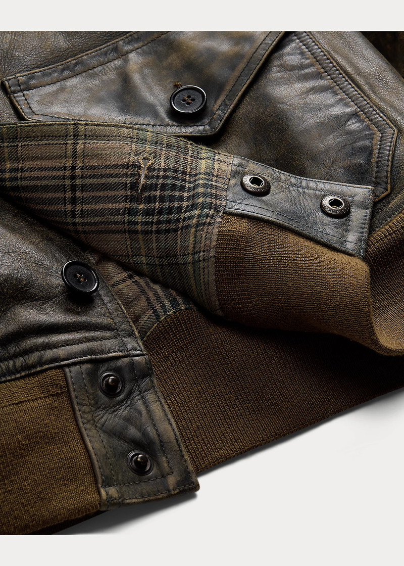 RRL by Ralph Lauren Indigo Leather Bomber Jacket | REVERSIBLE