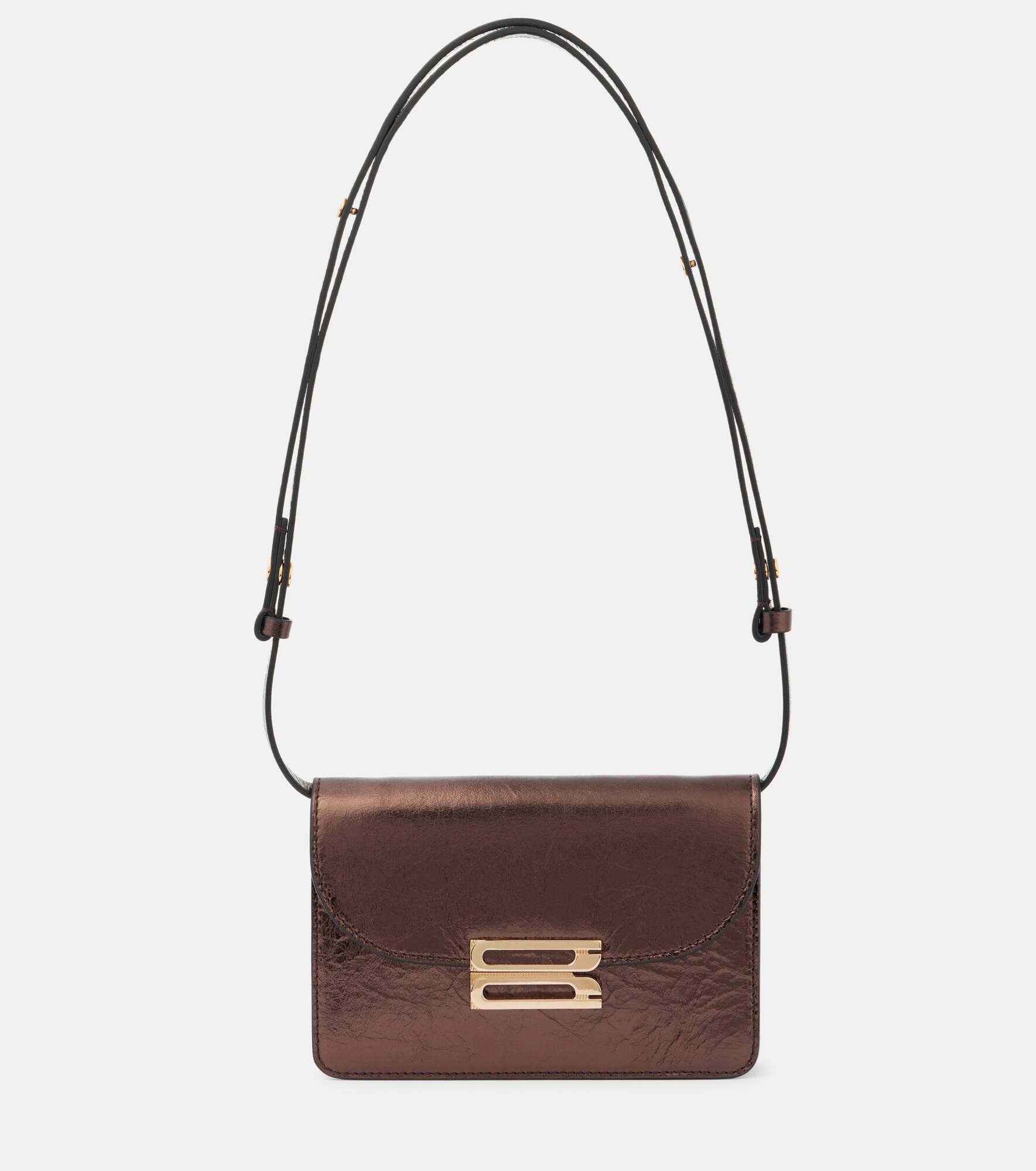 B Buckle Nano metallic leather shoulder bag - 1