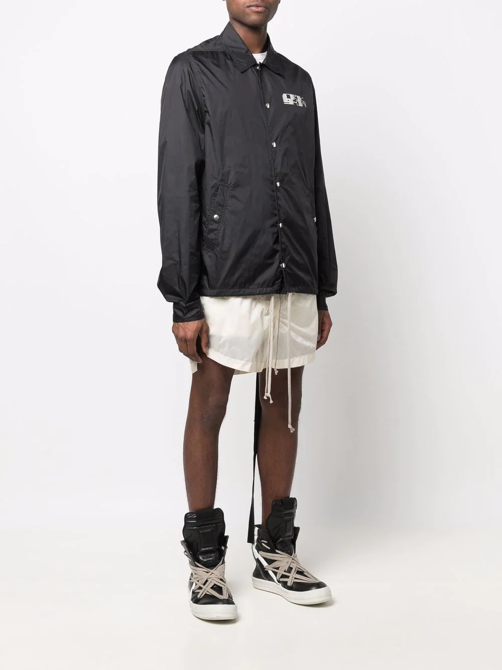 logo-print snap front jacket - 3